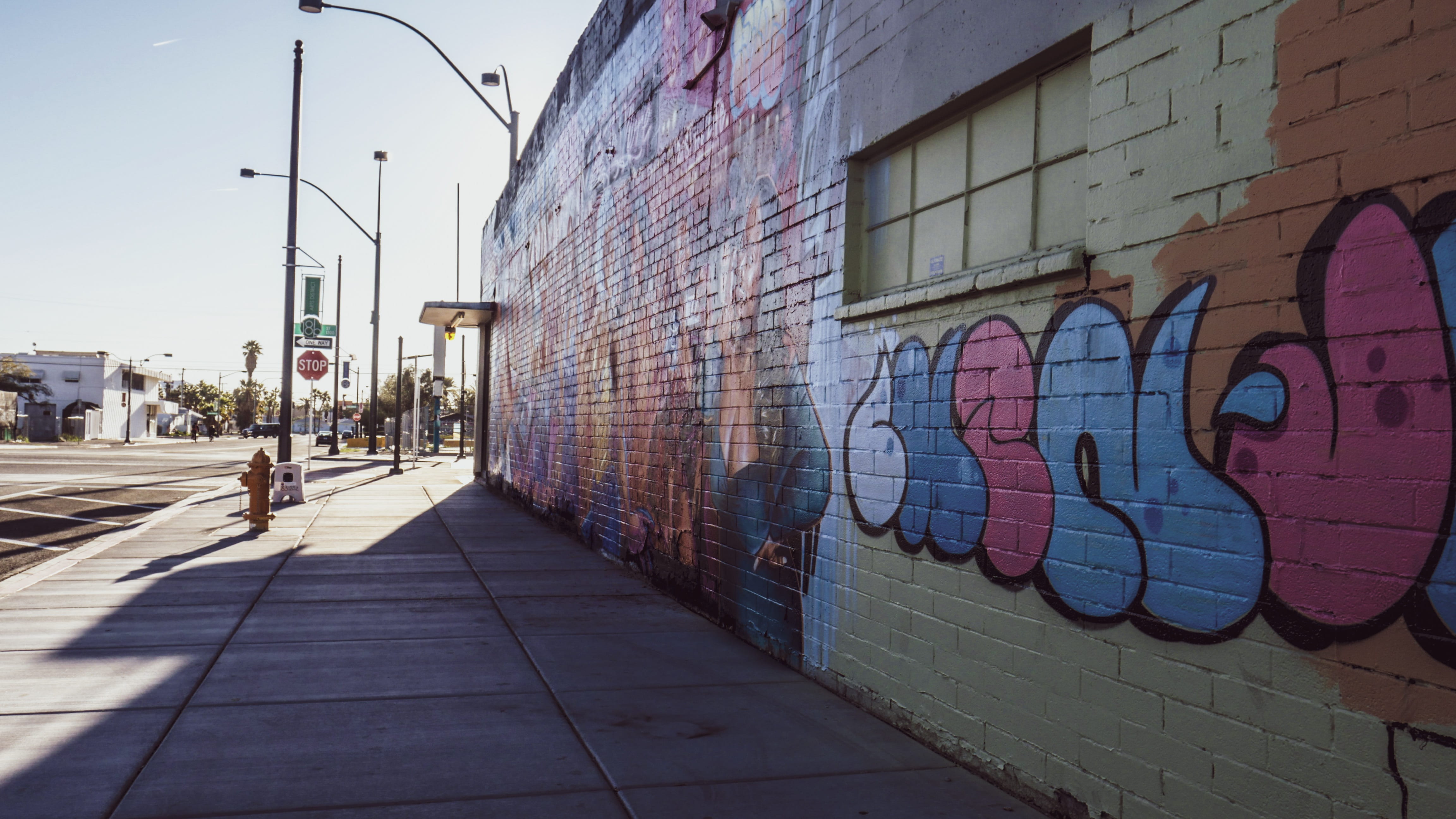 Gray Concrete Ground, architecture, brick wall, building, graffiti