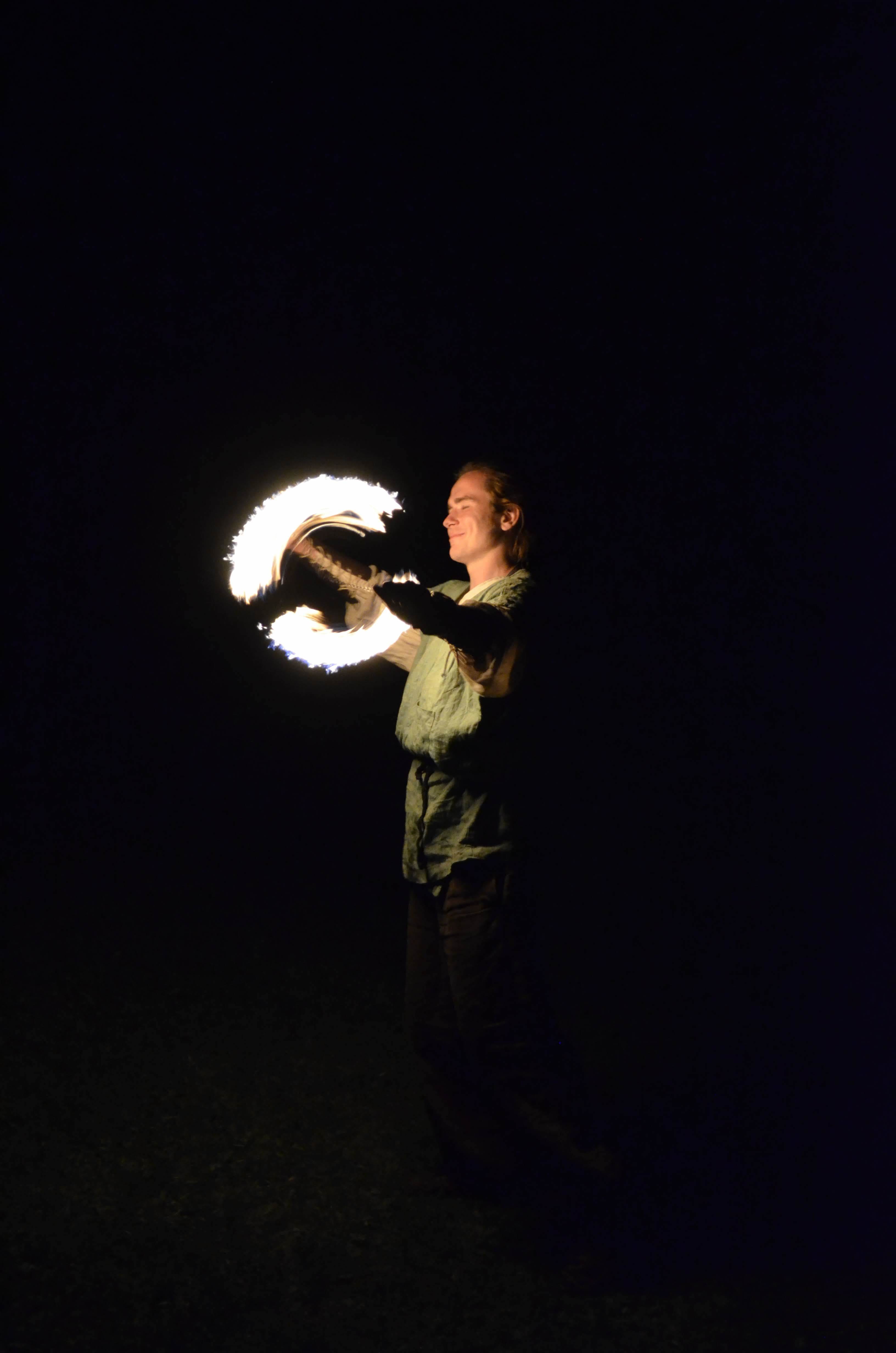 Man Standing While Playing With Fire At Night, dark, fire show