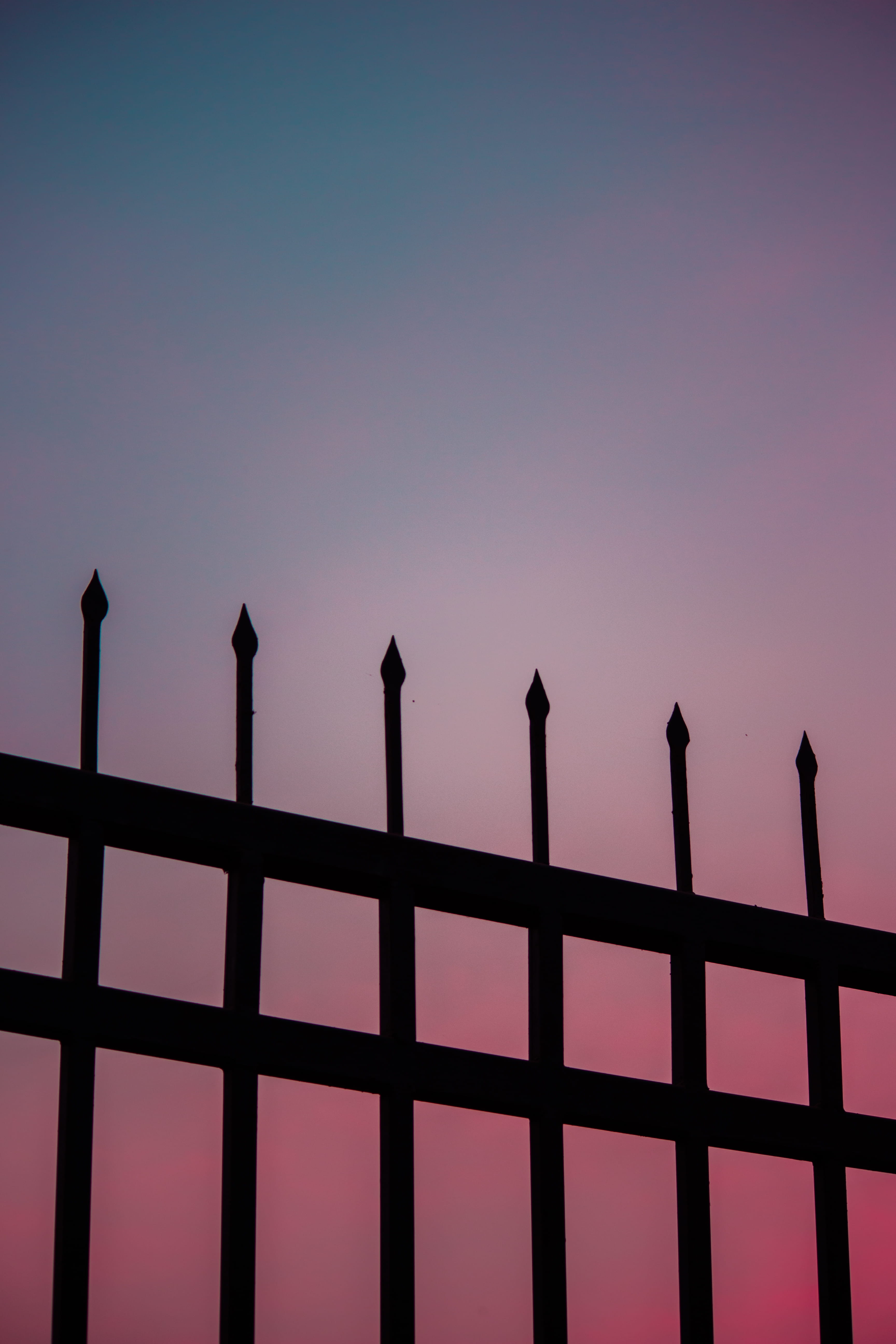 minimal, pastel, iphone wallpaper, pink, sky, sunset, fence