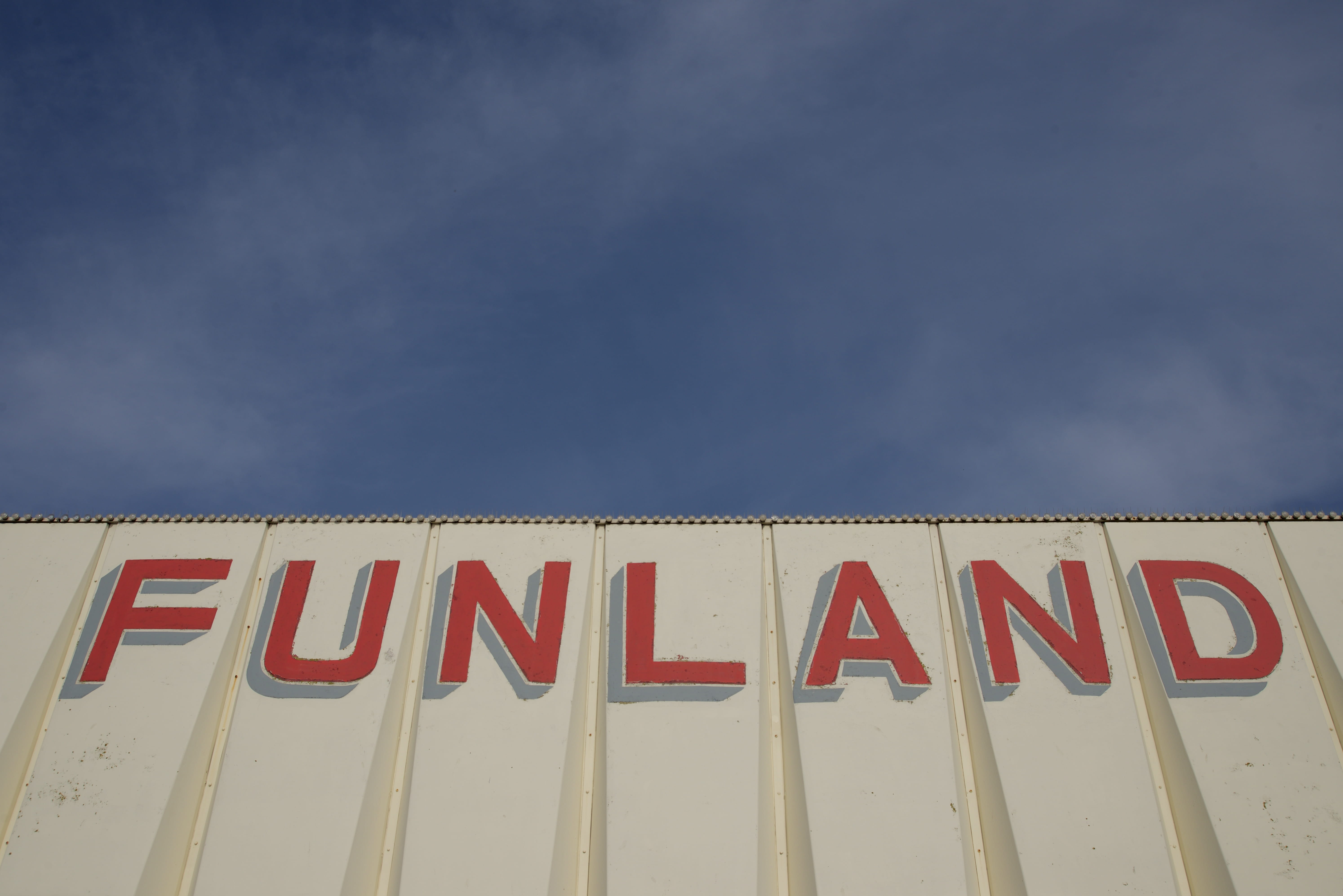 Funland building, western script, text, communication, capital letter