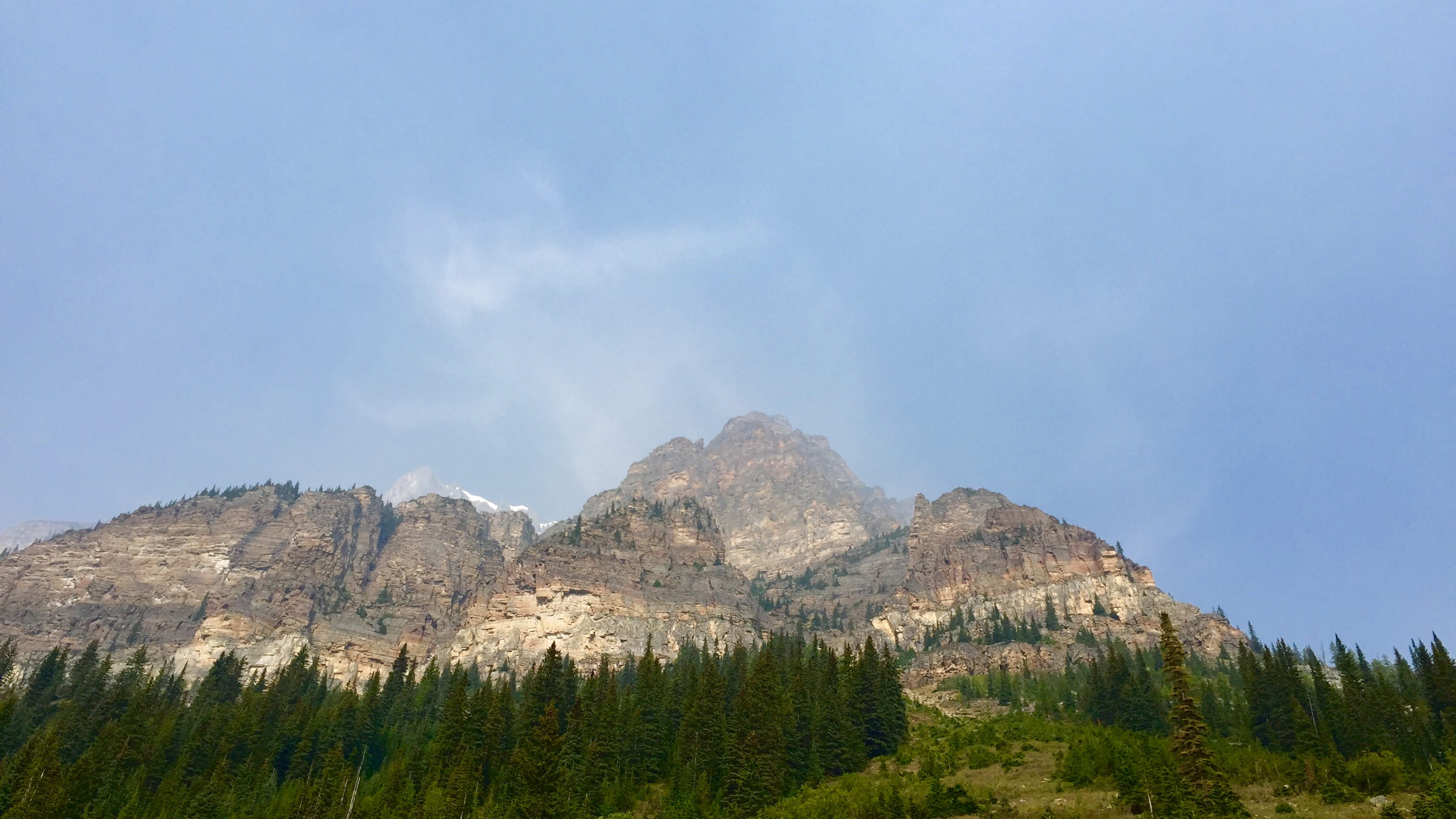 canada, alberta, trees, sky, mountain, rockies, clouds, forest