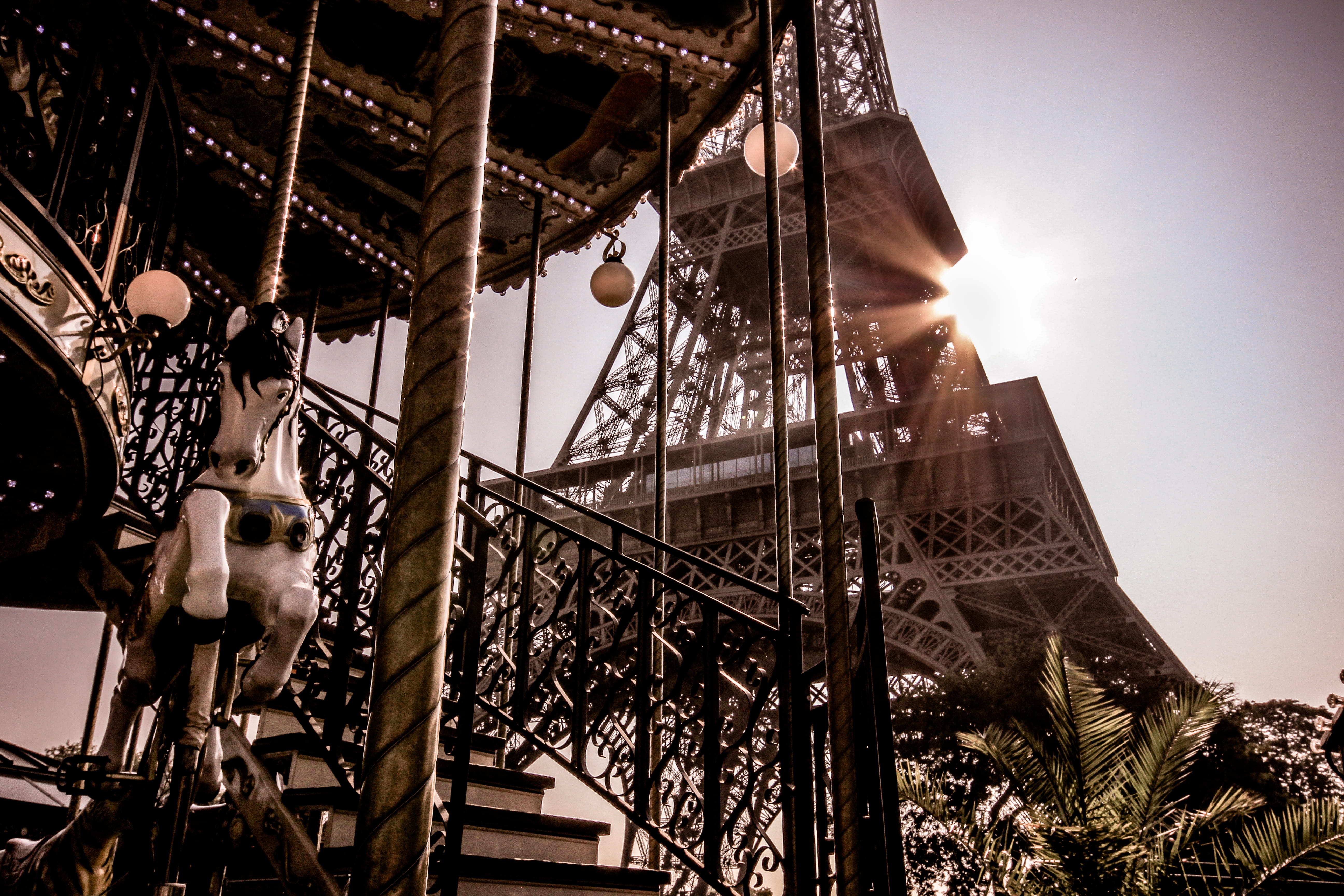 paris, sky, amusement park, architecture, low angle view, built structure