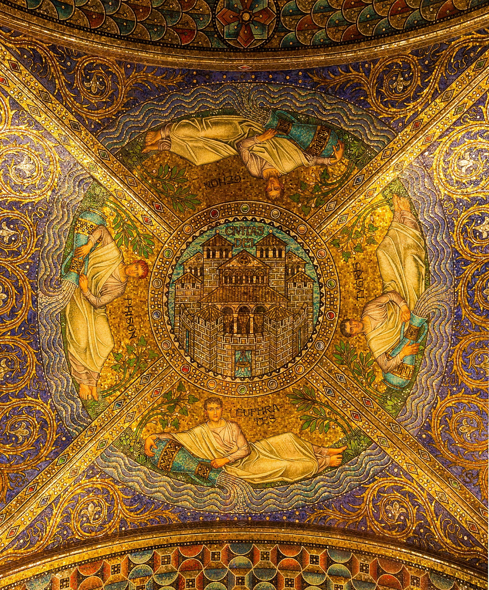 mosaic, ceiling, pattern, design, architecture, construction