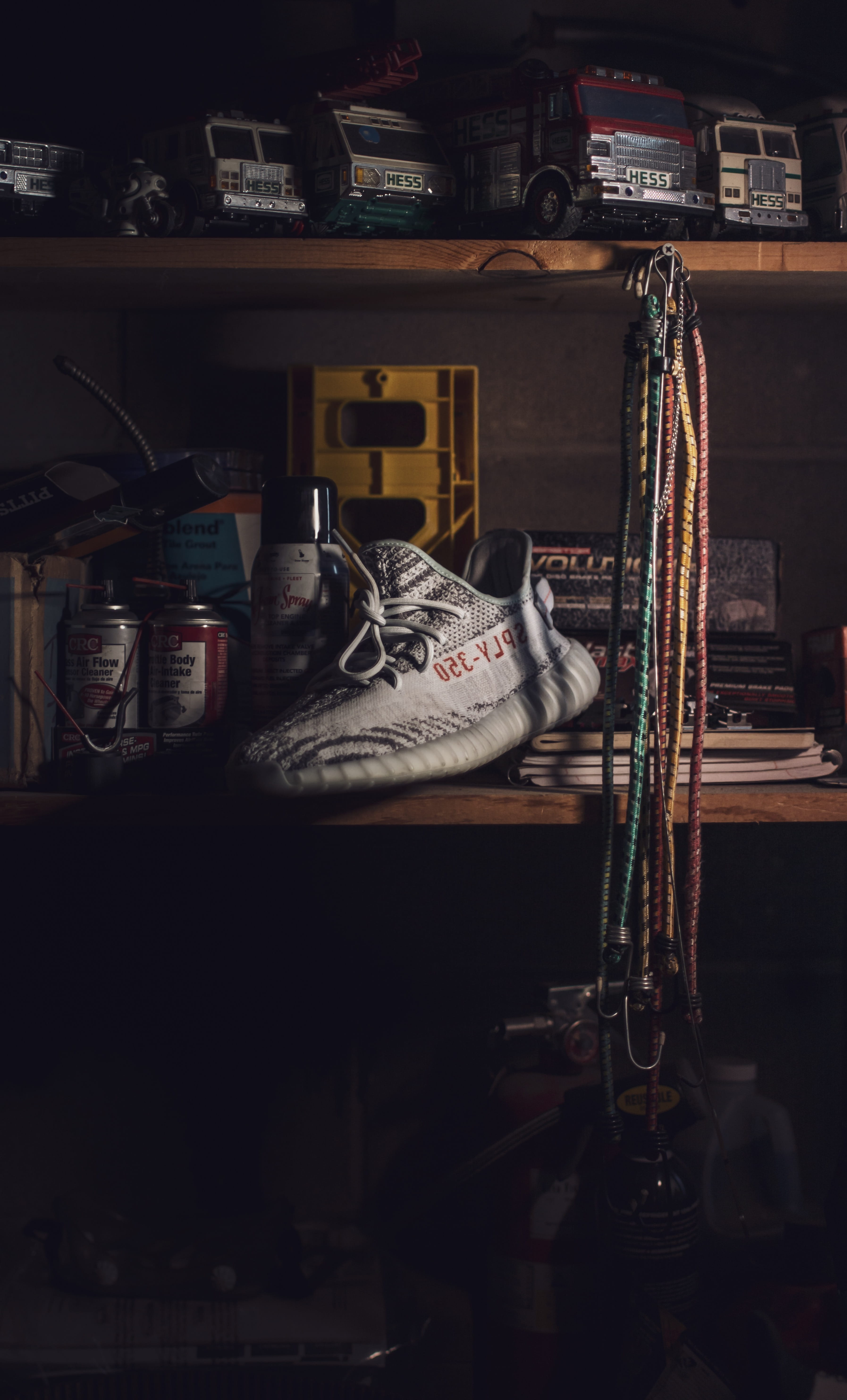 Unpaired Beluga Adidas Yeezy Boost 350 Shoe, garage, indoors