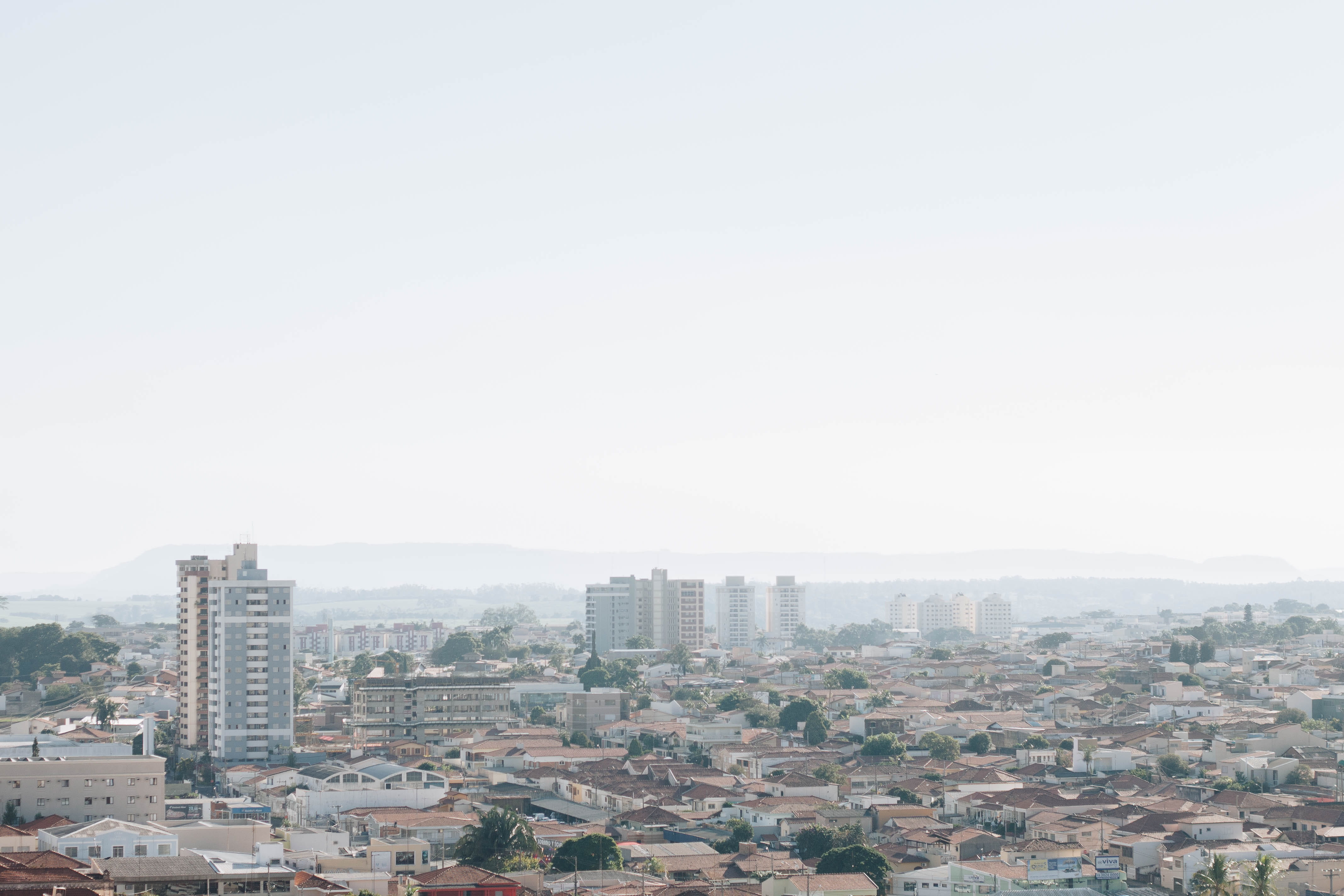 cityscape under white sky, building exterior, architecture, built structure