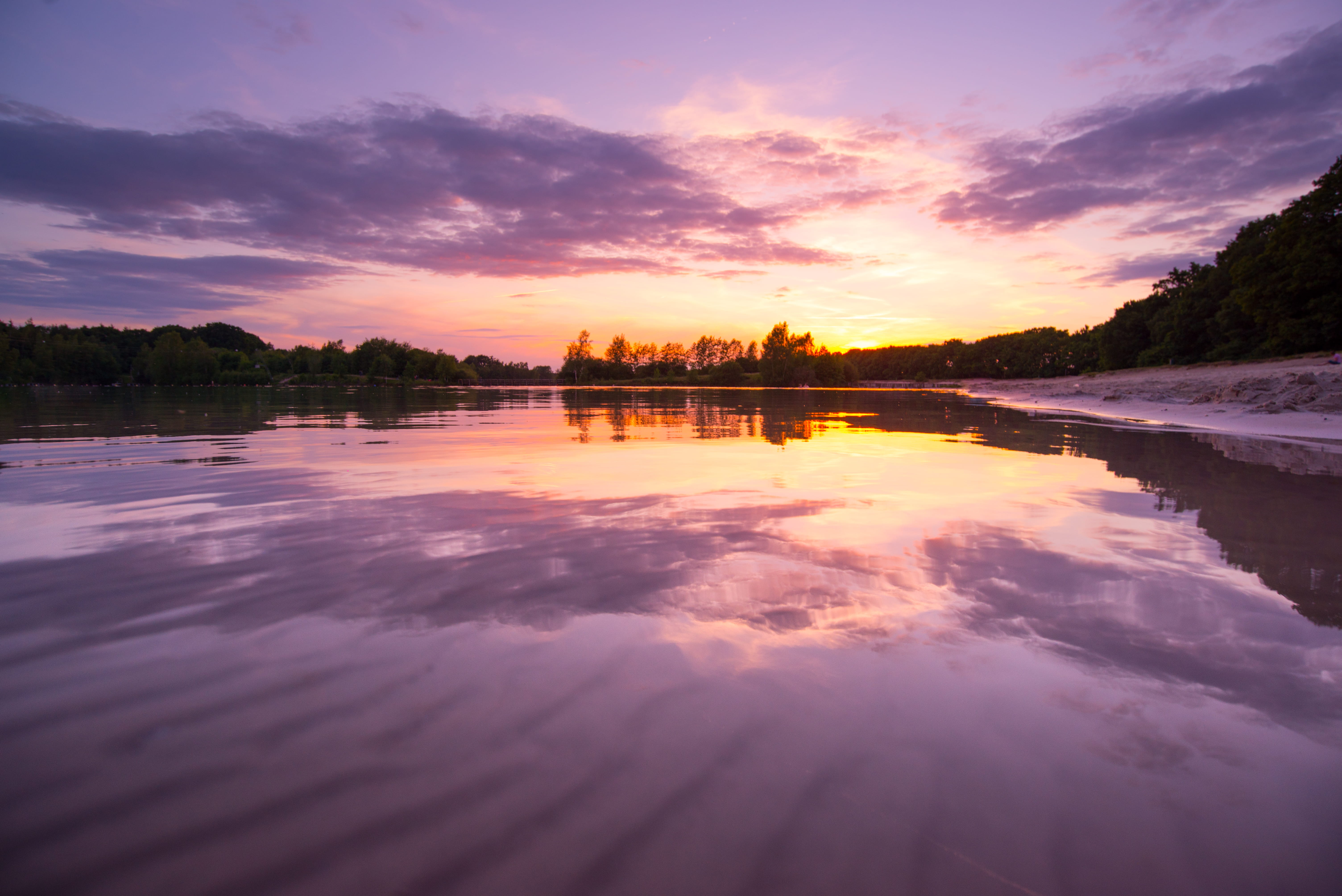 Calm Ocean during Sunset, beach, bright, clouds, dawn, evening