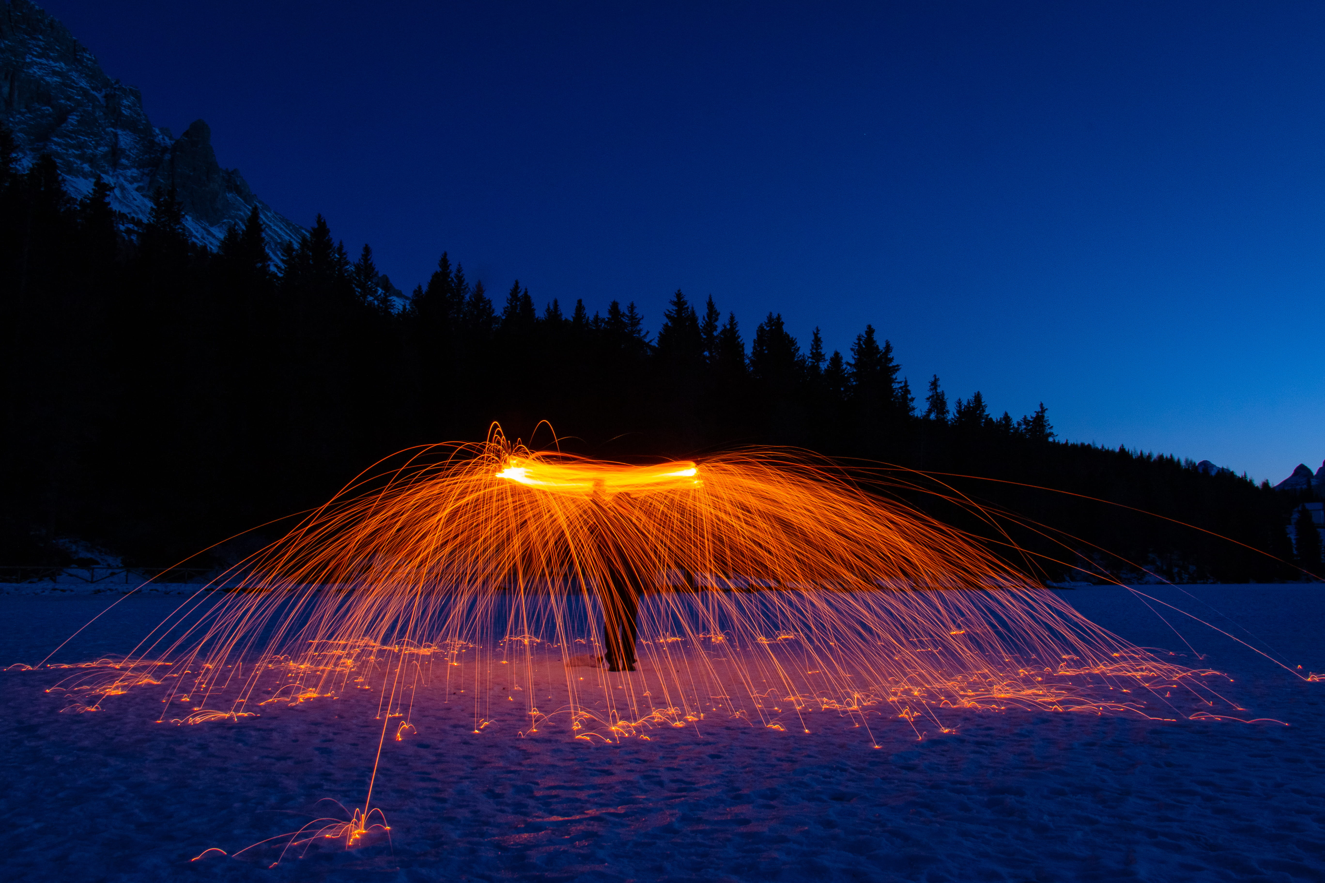 time lapse photo of fireworks, outdoors, nature, light, flare