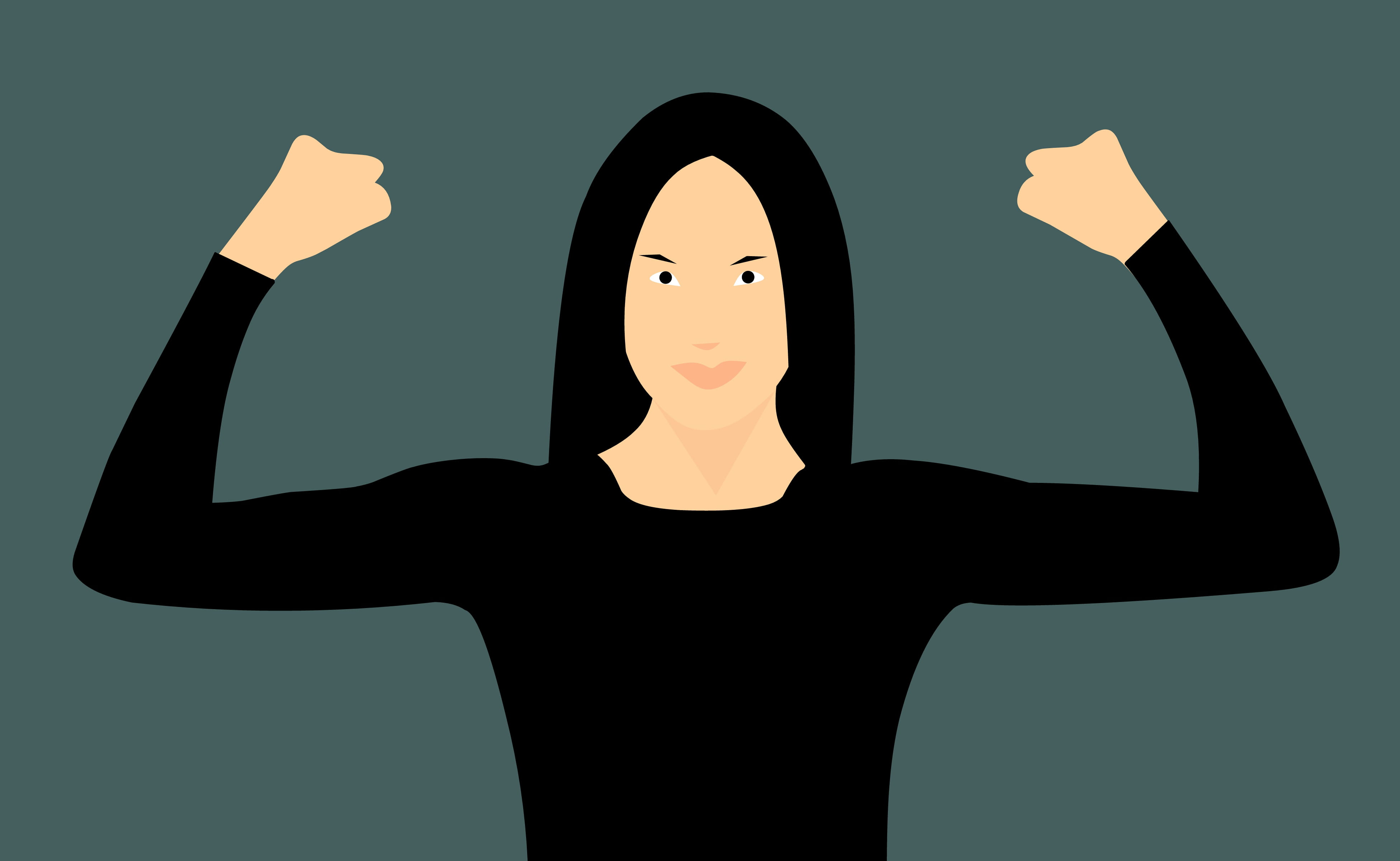 Illustration of strong woman flexing muscles., independent woman