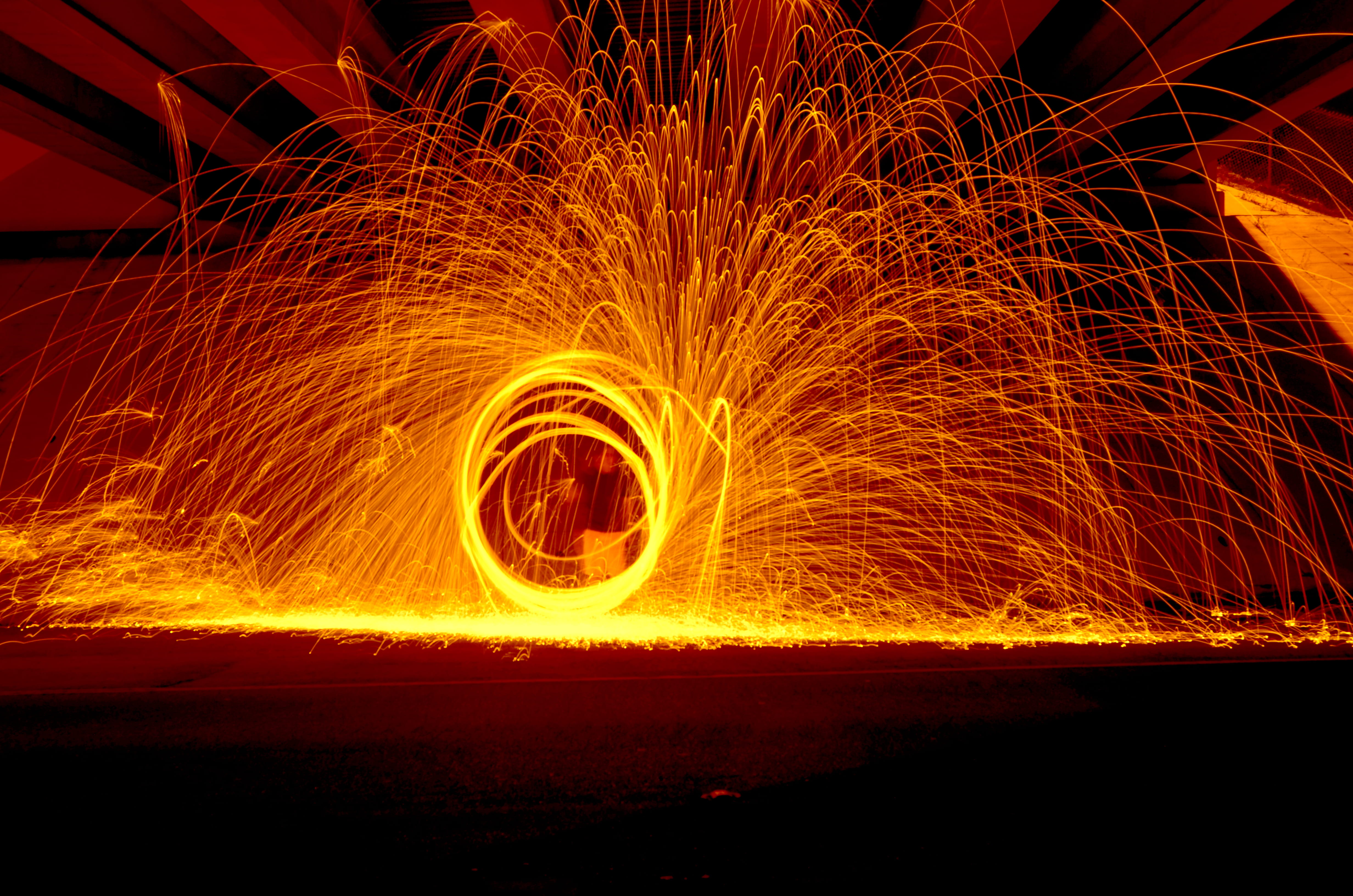 motion, night, wire wool, illuminated, blurred motion, long exposure