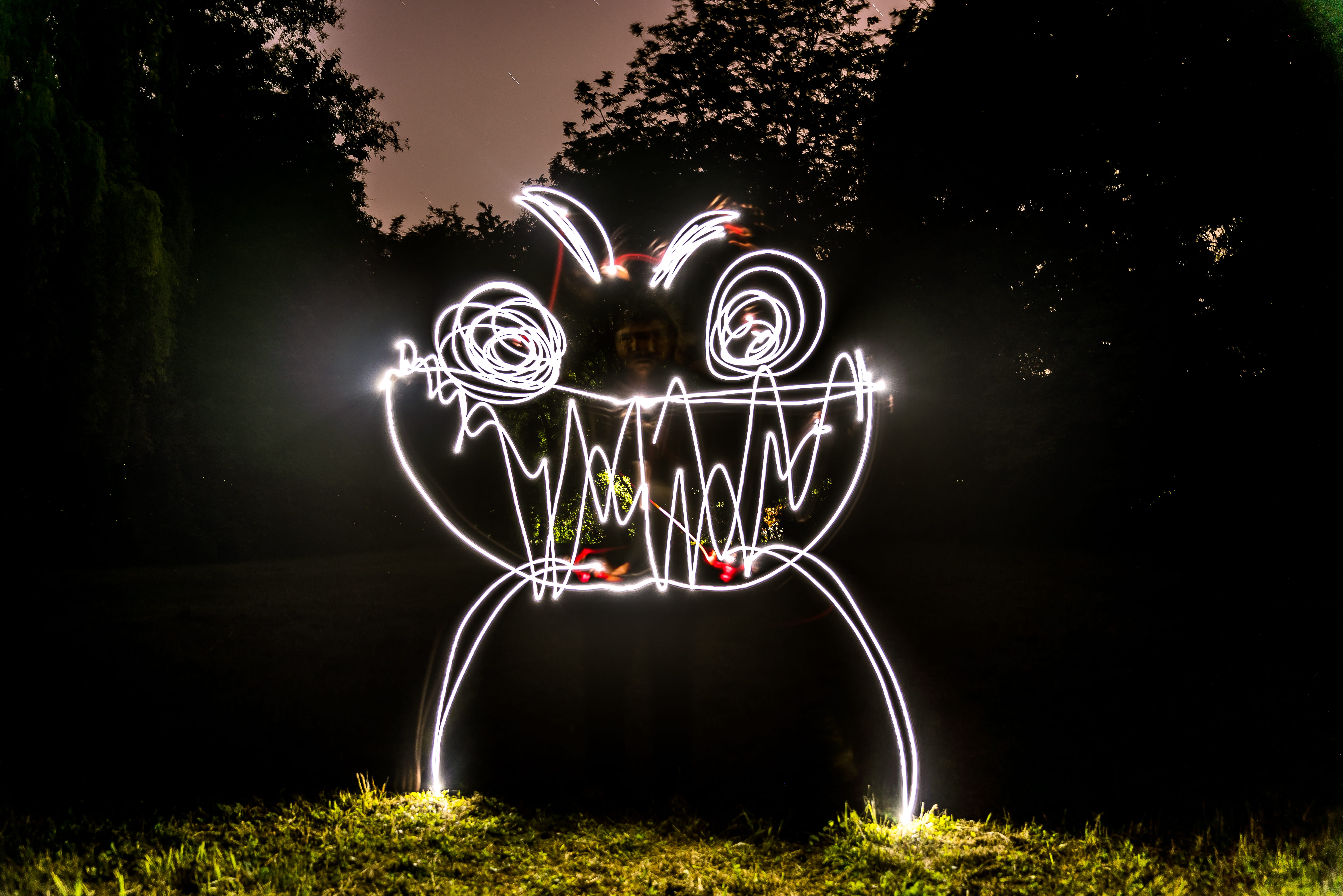 LED light décor, night, illuminated, glowing, long exposure