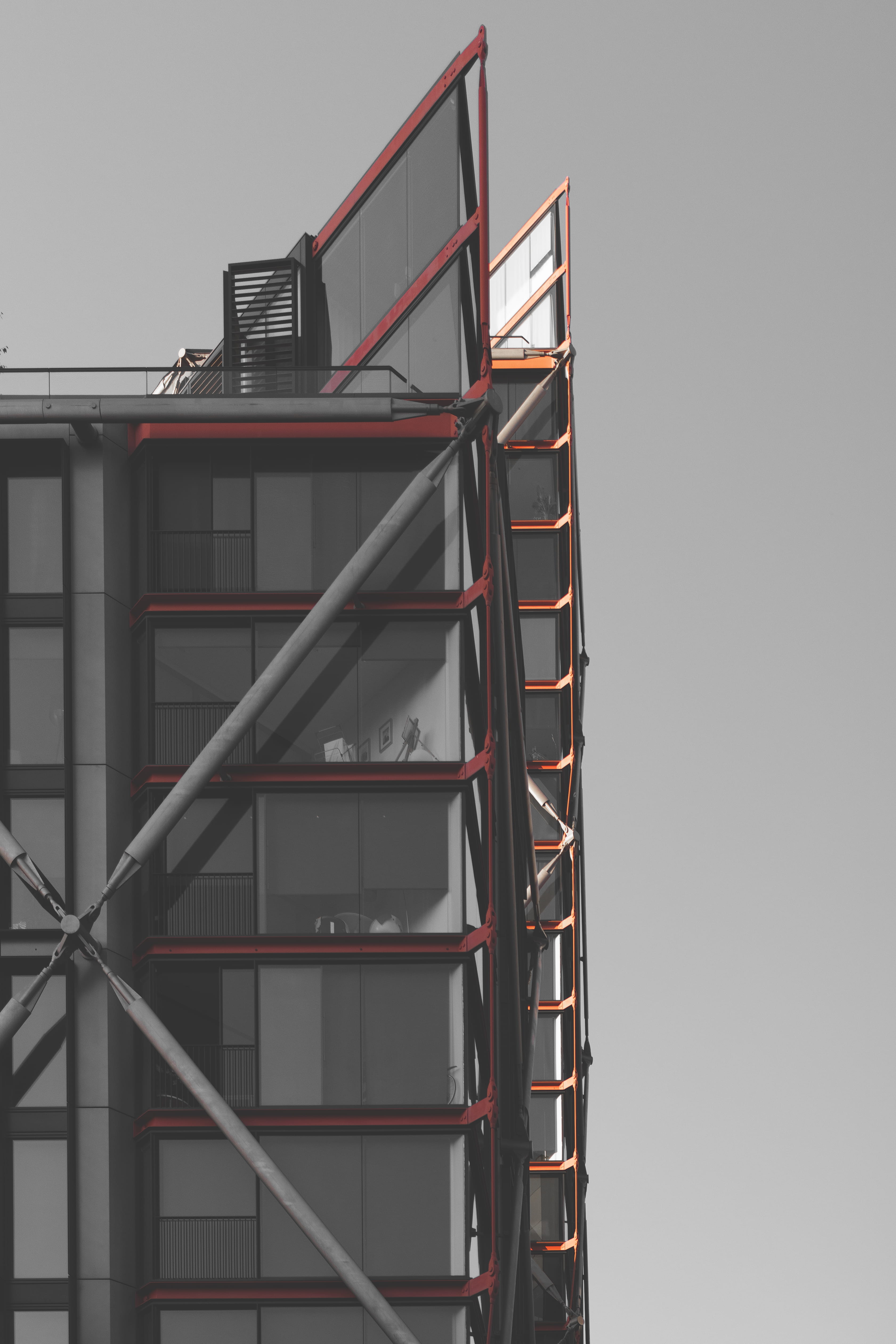red and gray building, scaffolding, construction, london, urban