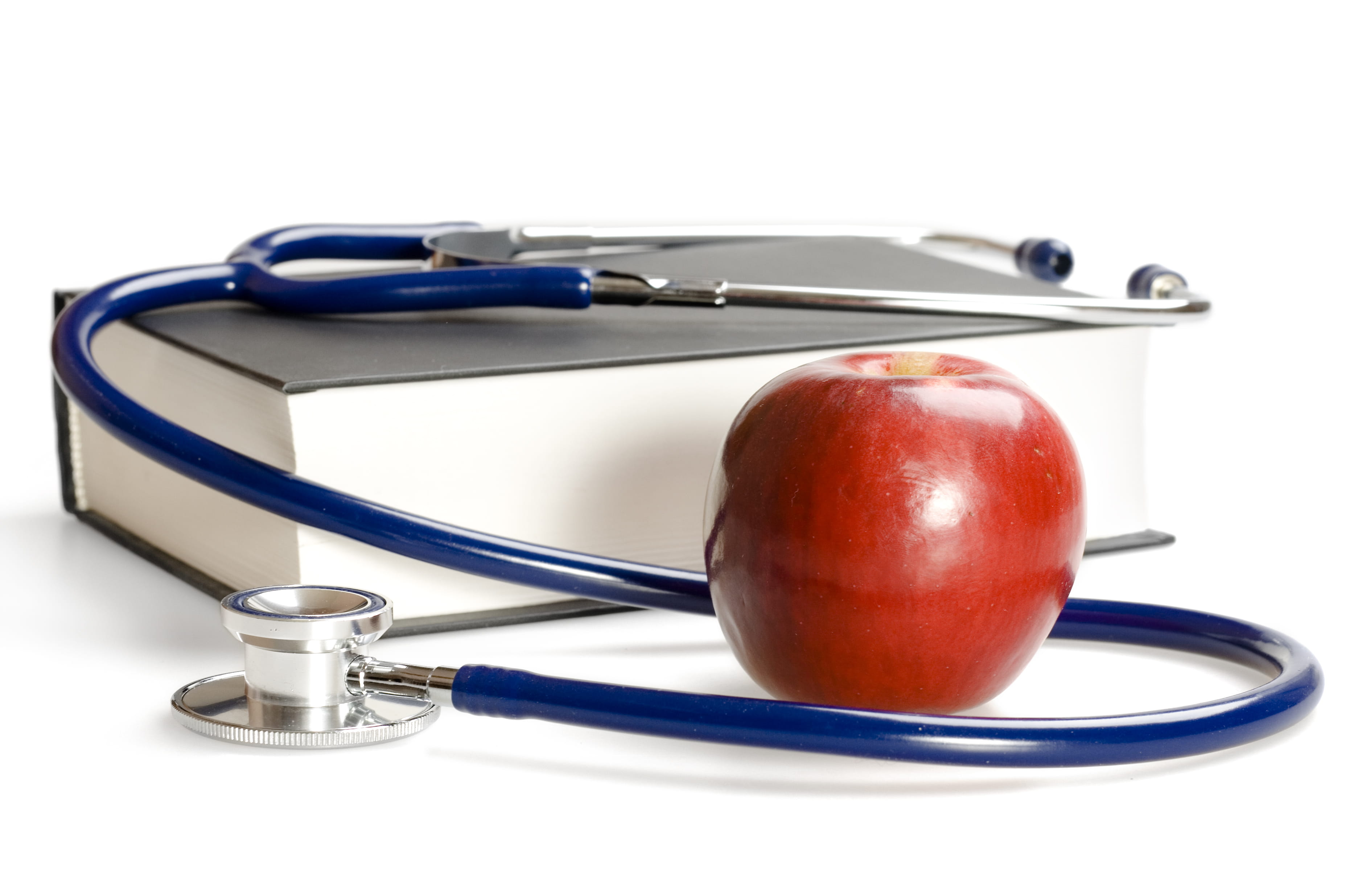 stethoscope, advice, apple, food, exam, fruit, test, isolated