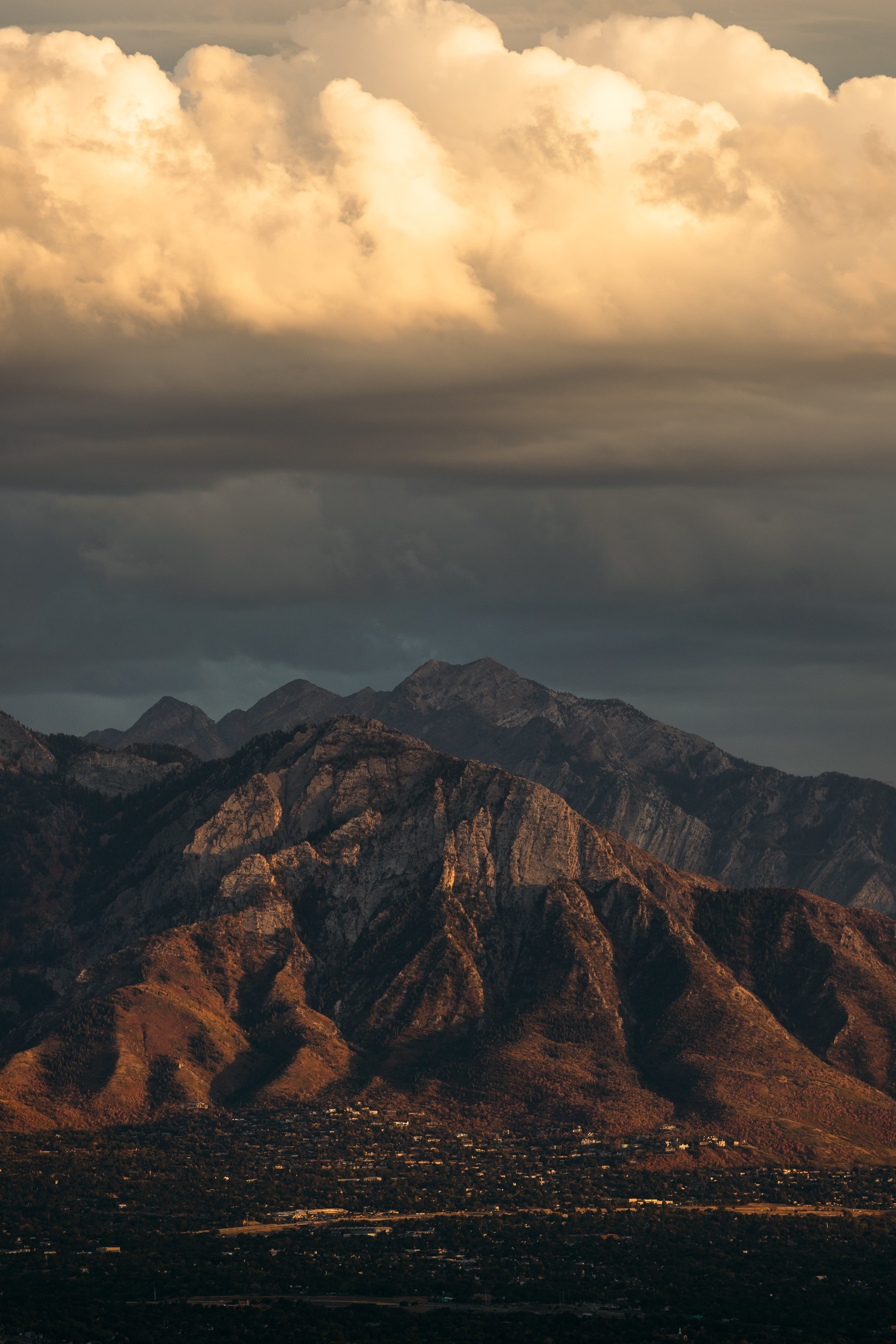 mountain under white clouds, nature, crest, mountain range, outdoors