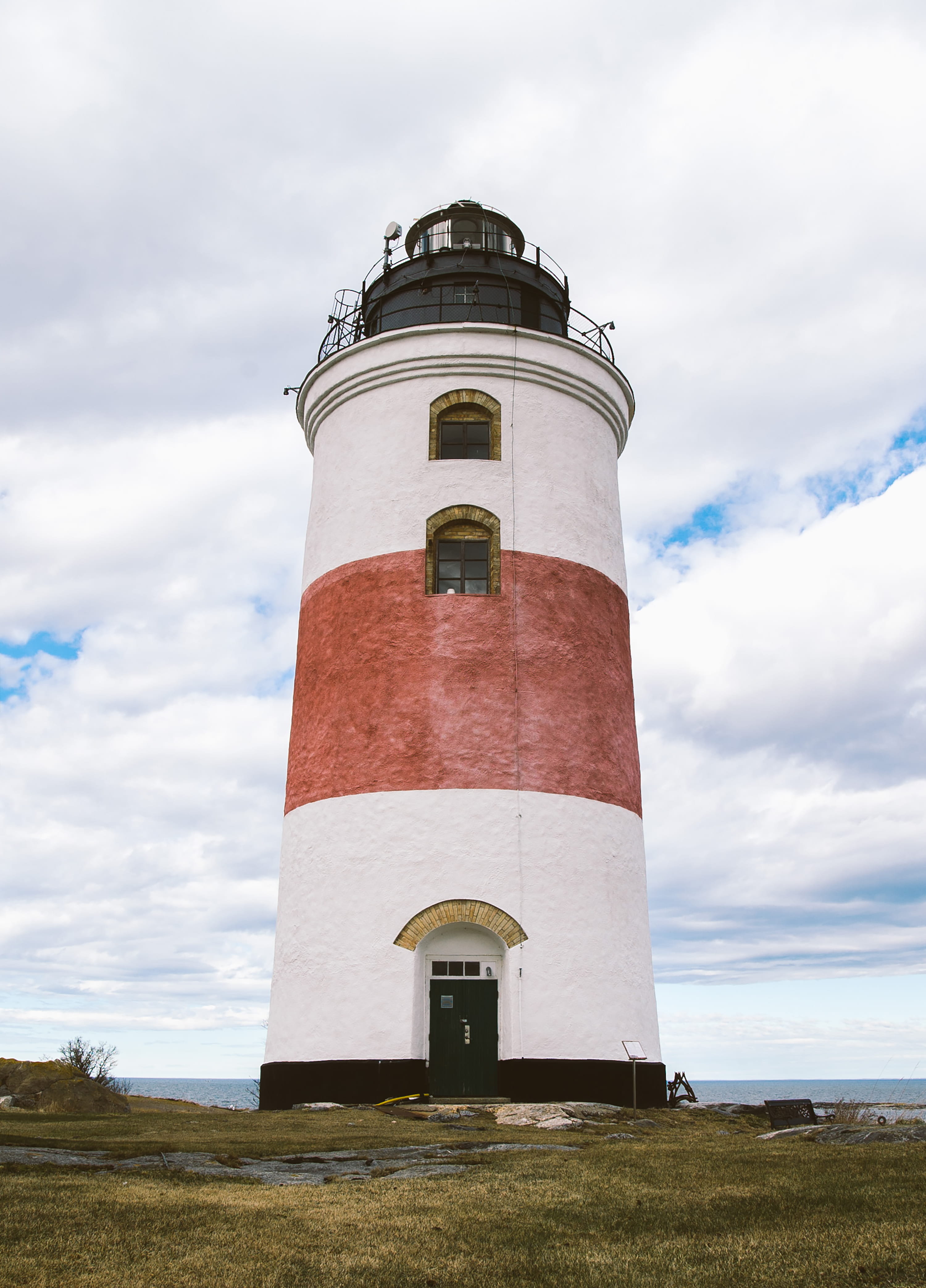 lighthouse, sea, sky, red, söderarm, cloud - sky, built structure