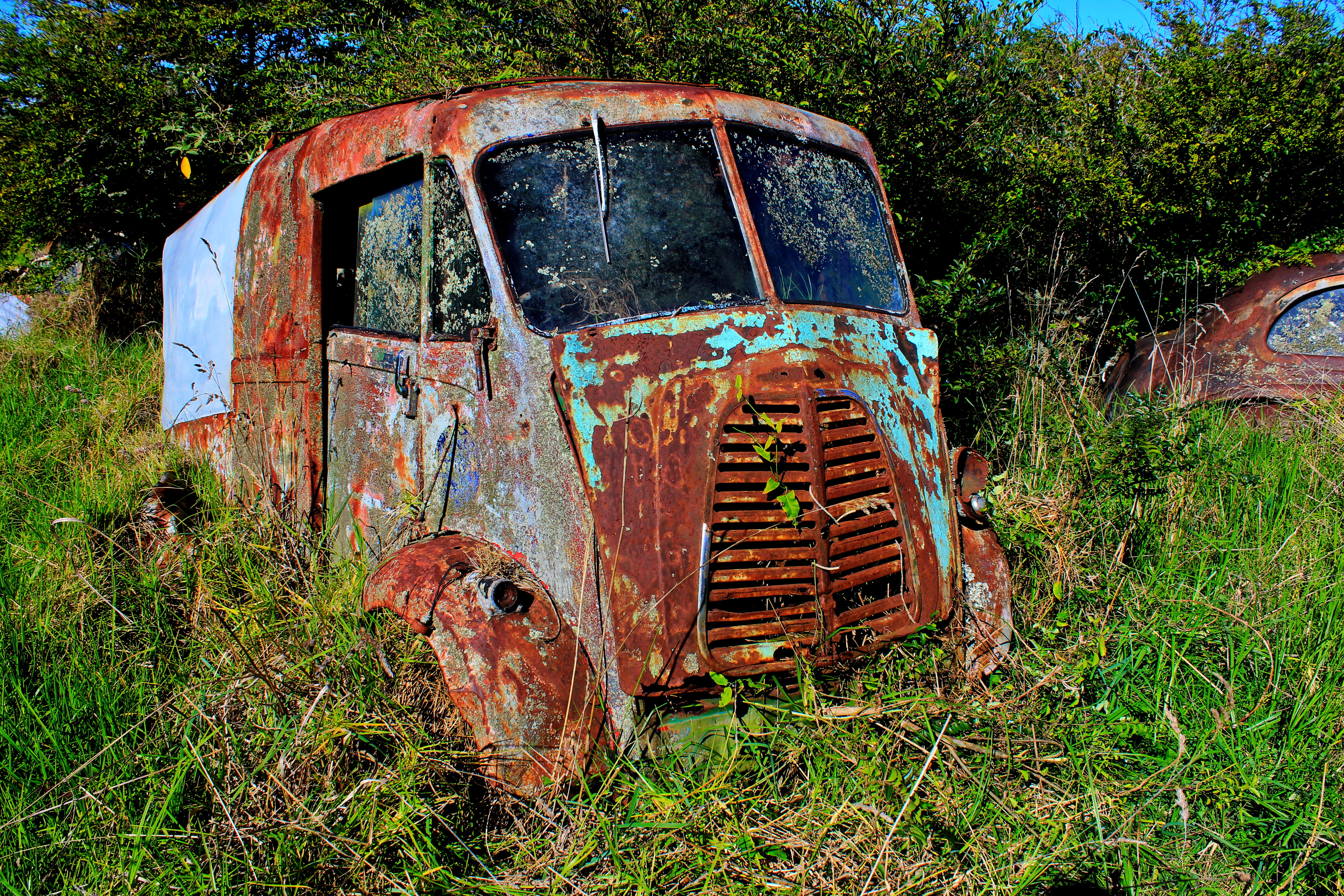 rusty, van, decrepit, abandoned, damaged, obsolete, run-down