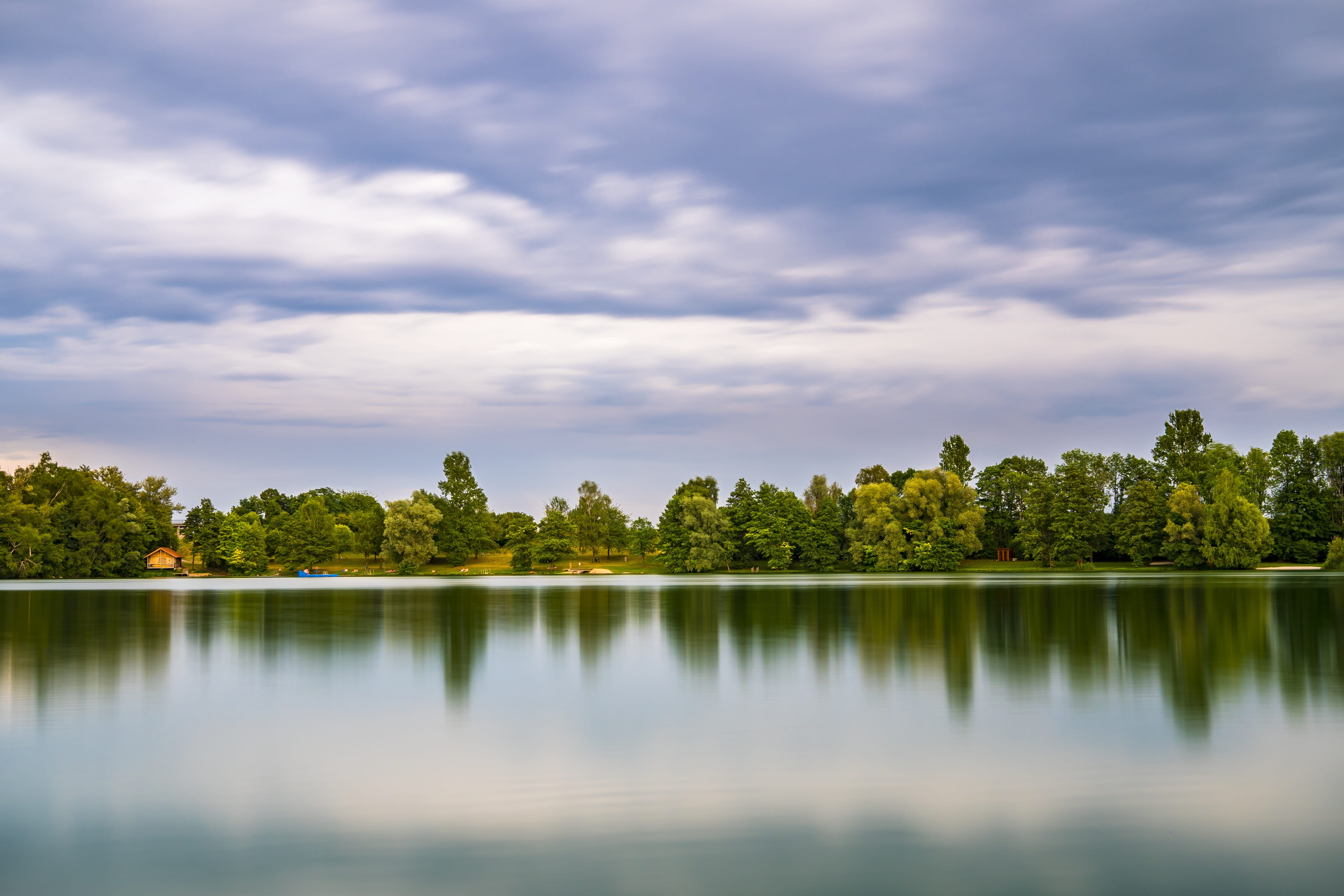 Trees, clouds, daylight, long-exposure, nature, reflection, scenic