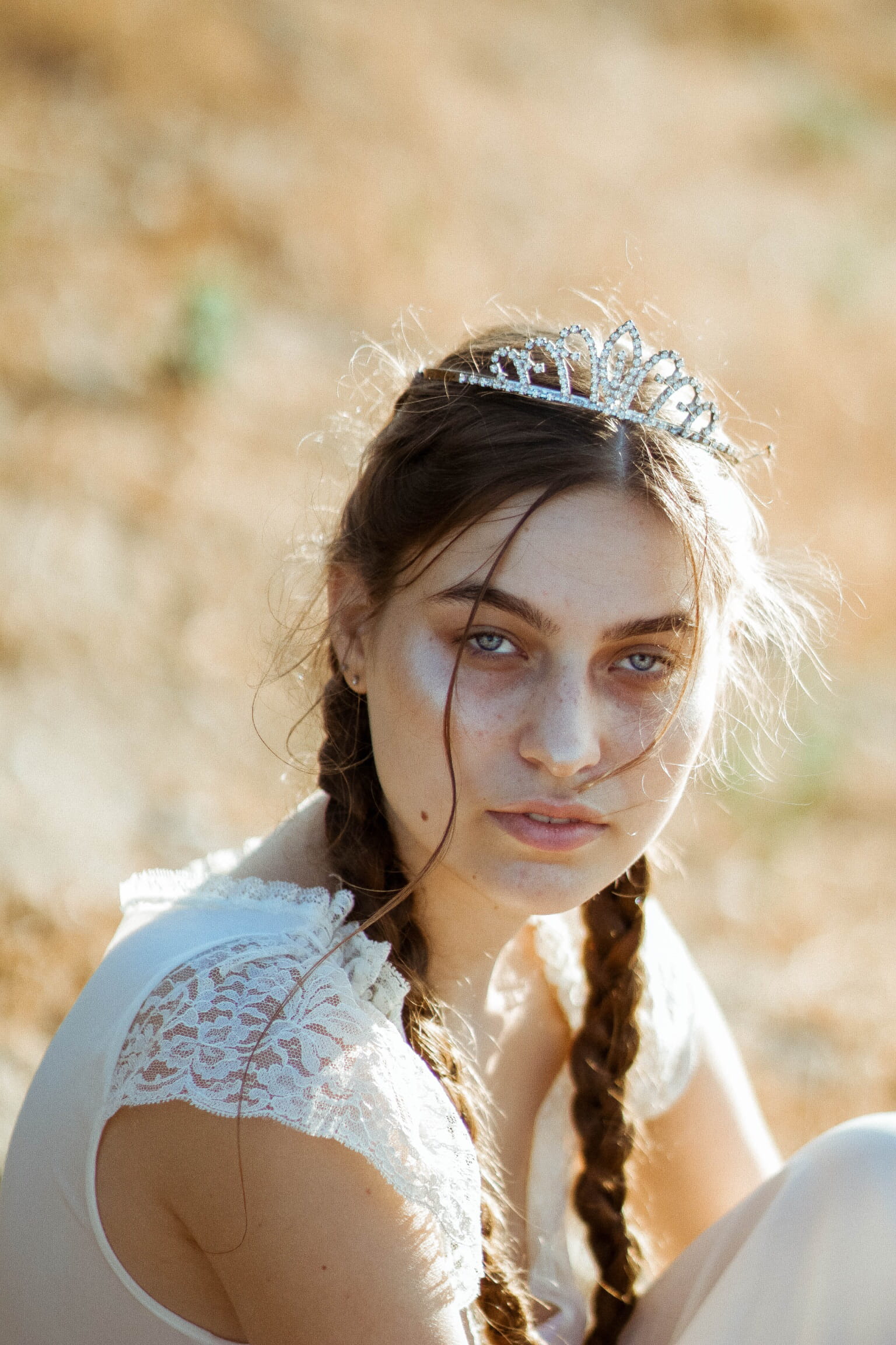 united states, los angeles, portrait, tiara, blue eyes, woman