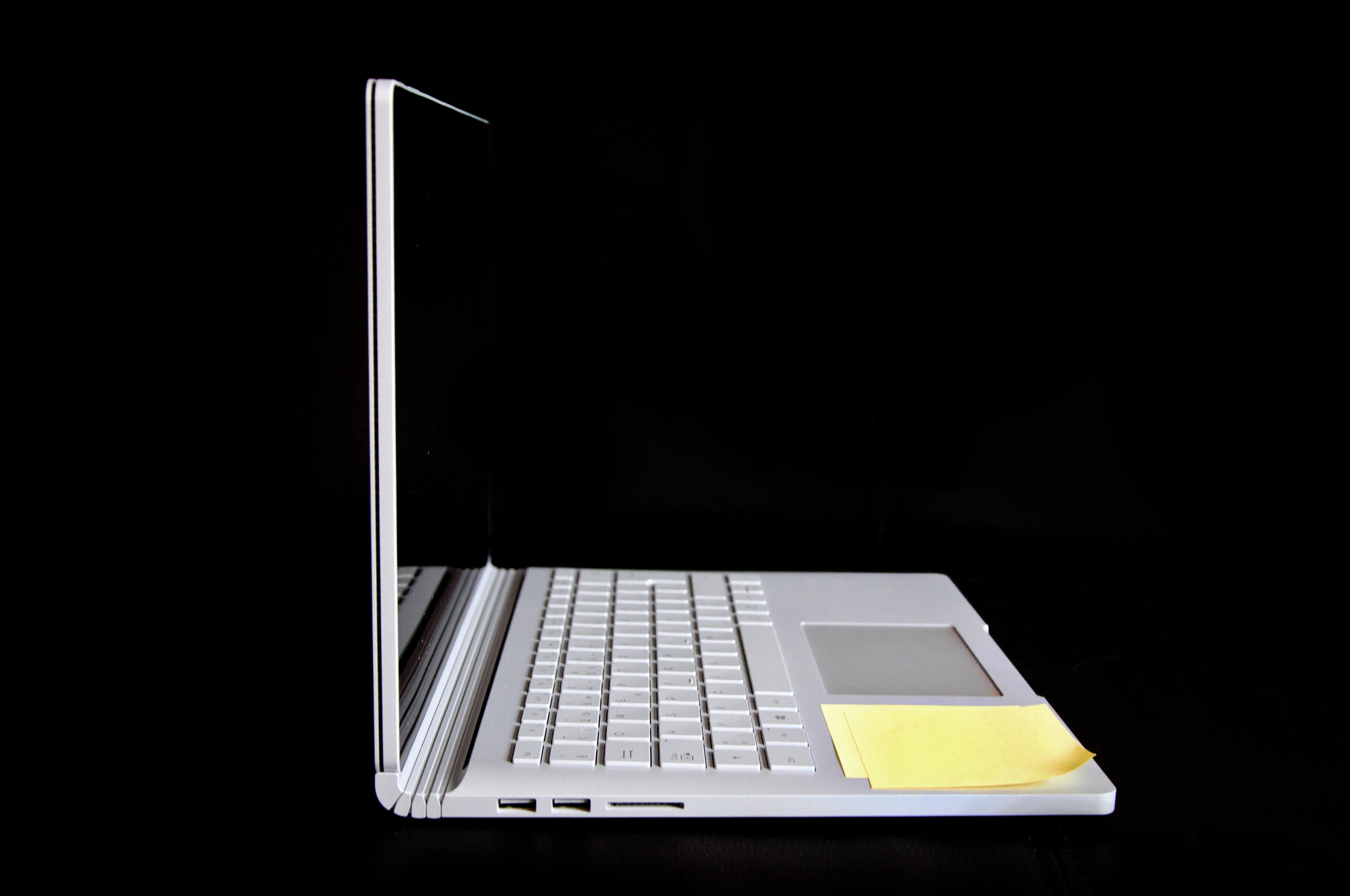 microsoft, surface book, touch screen, post it, laptop, computer
