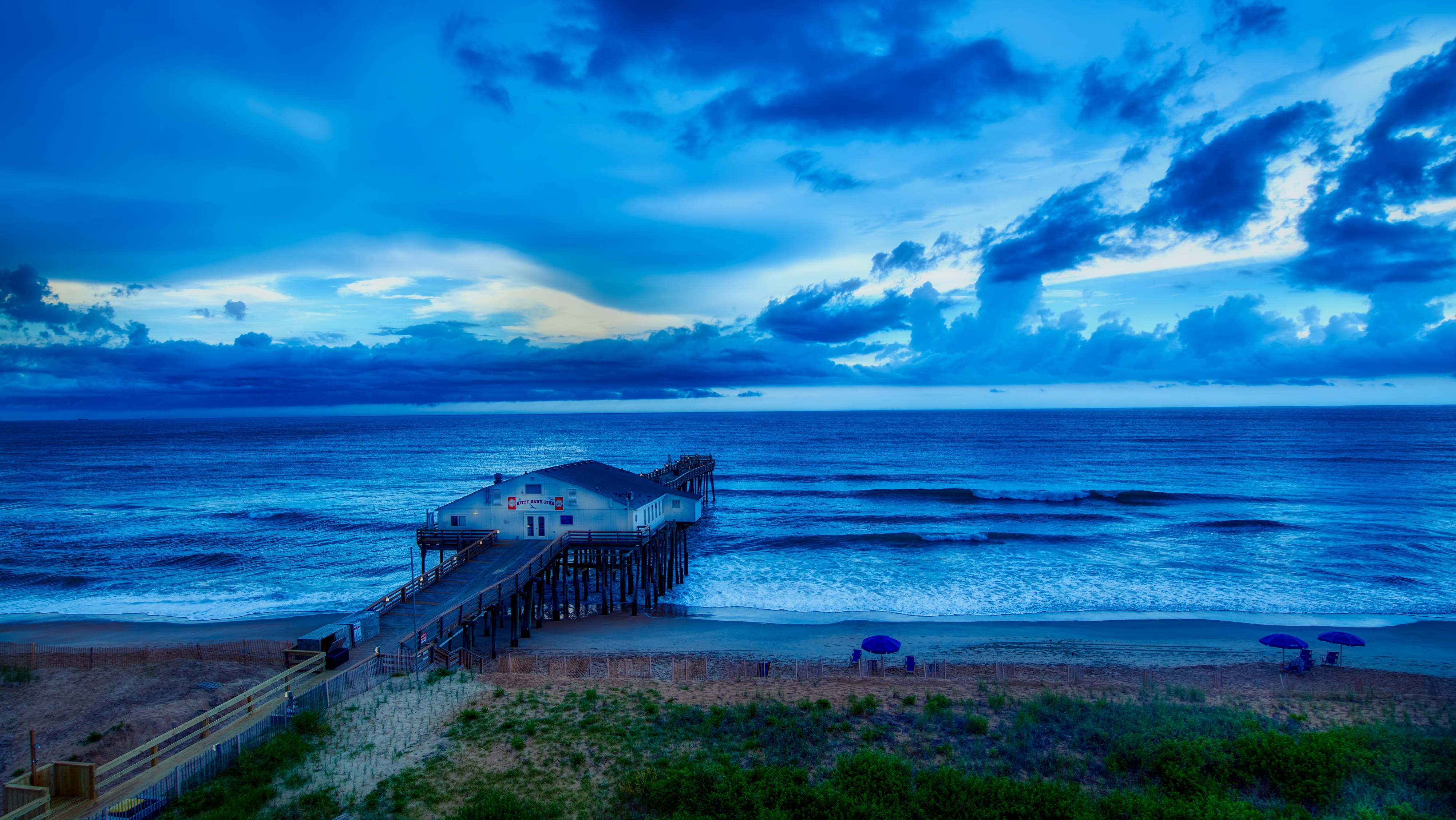 Free download | HD wallpaper: kitty hawk, north carolina, pier, sea ...