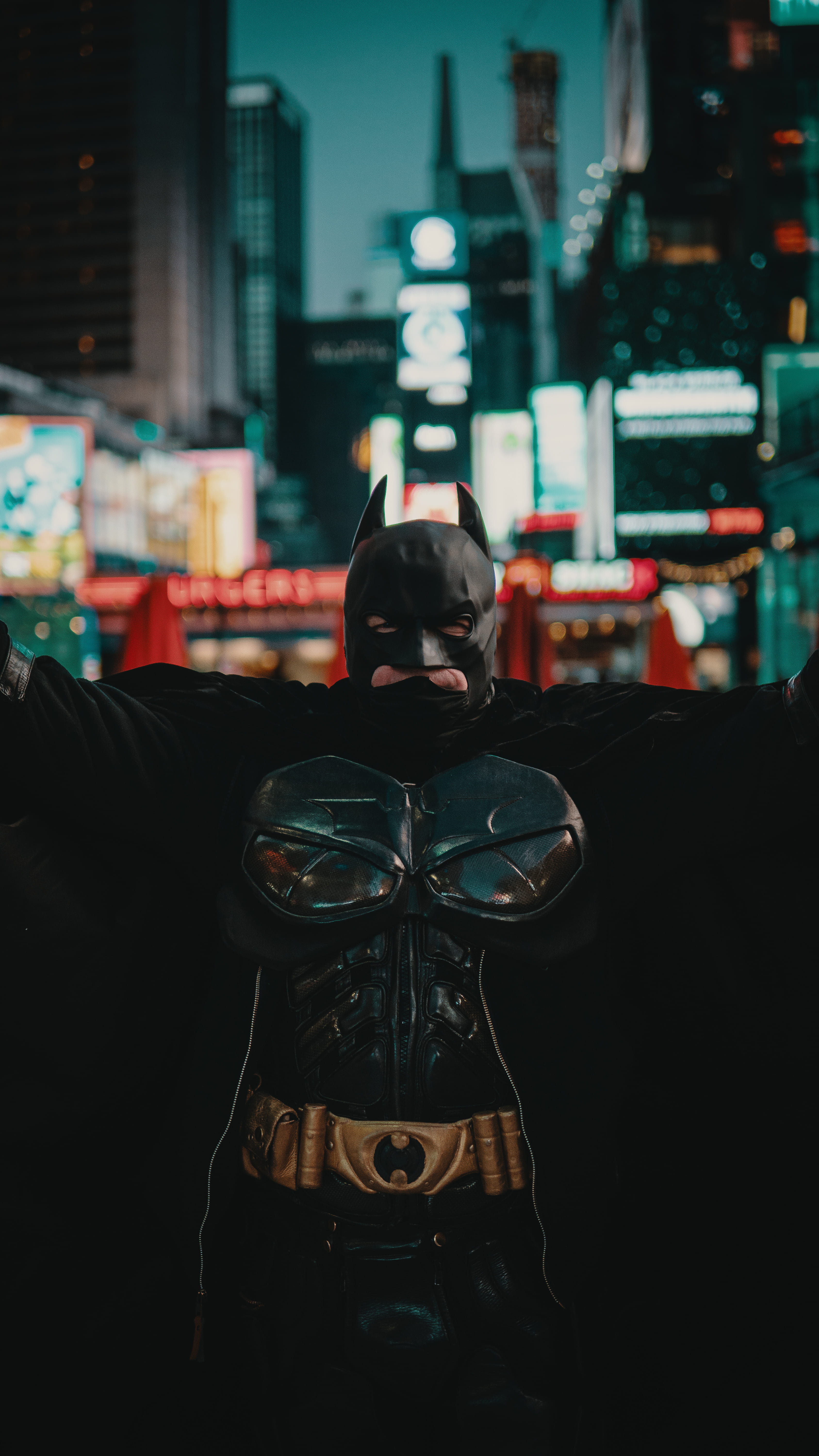 man wearing Batman costume, human, person, accessories, sunglasses