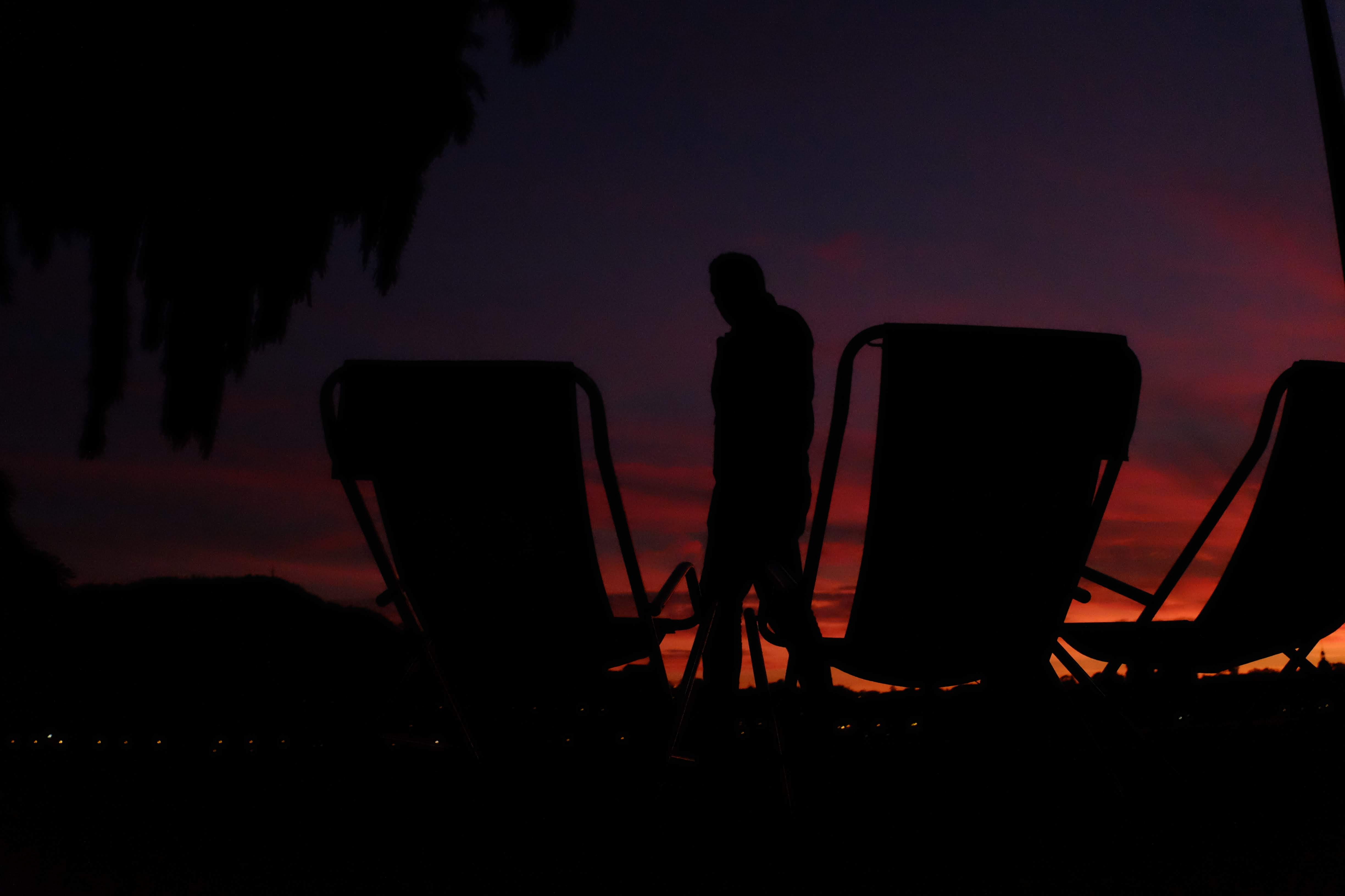 sunset, look, man, dark, chill, chairs, watch, invite, come