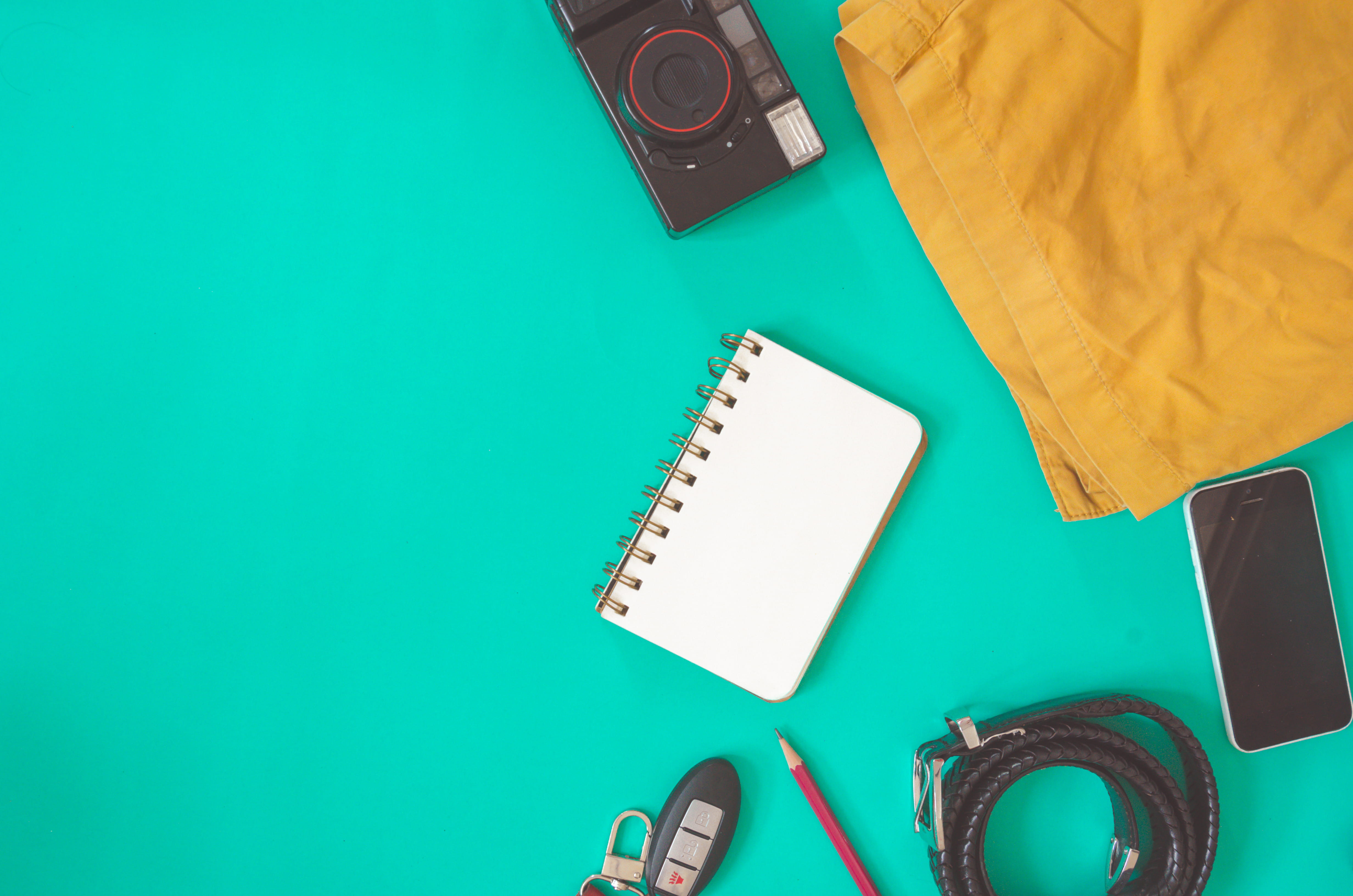 smartphone, notebook, mobile phone, electronics, flatlay, high angle view