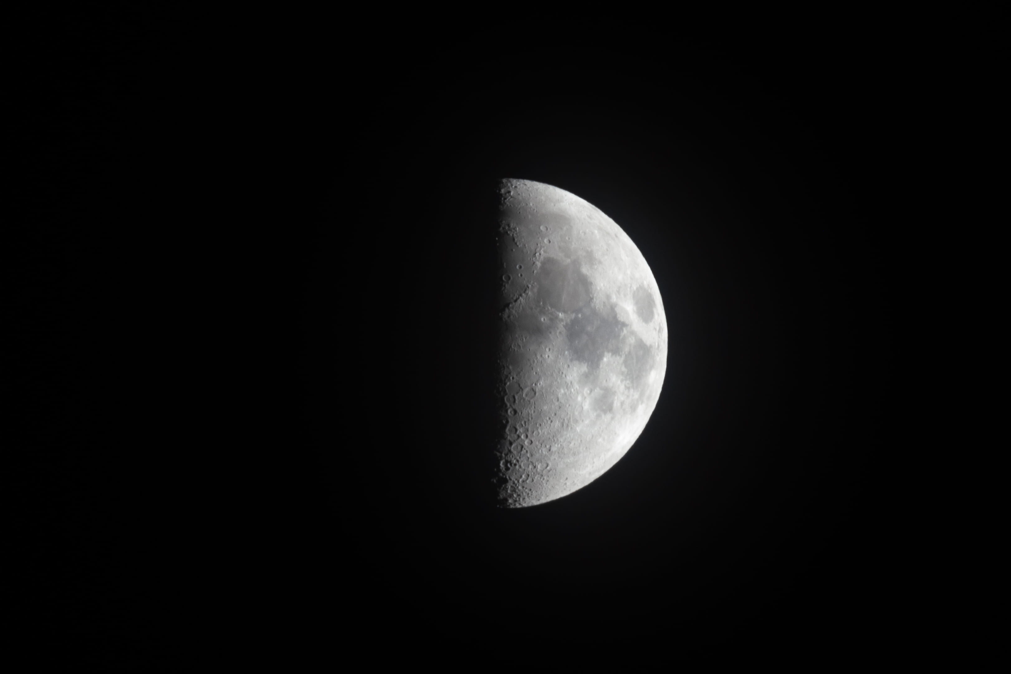 half moon, space, astronomy, night, moon surface, sky, planetary moon