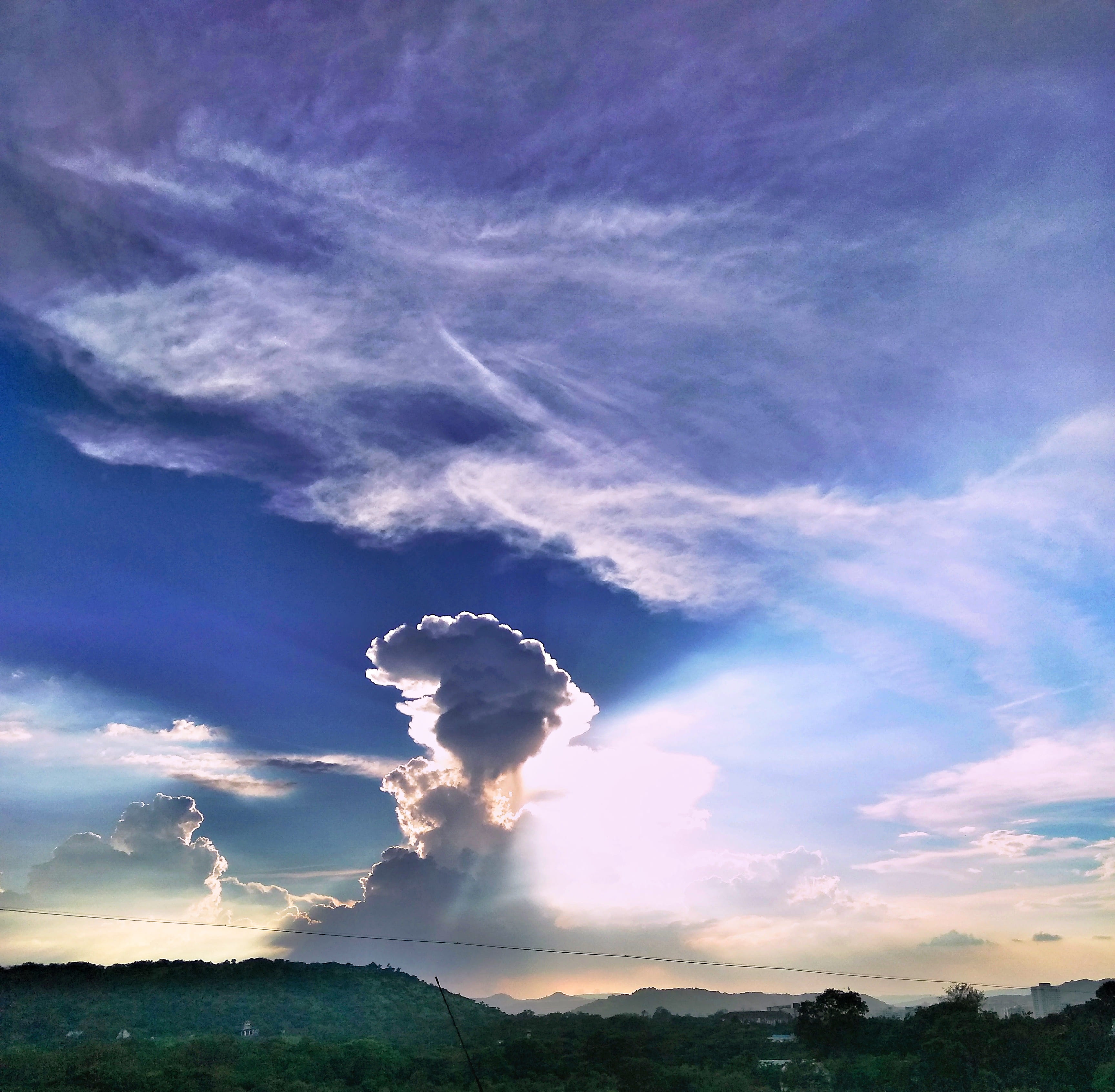 Cloudy Sky during Dawn, blue, clouds, cloudscape, daylight, nature