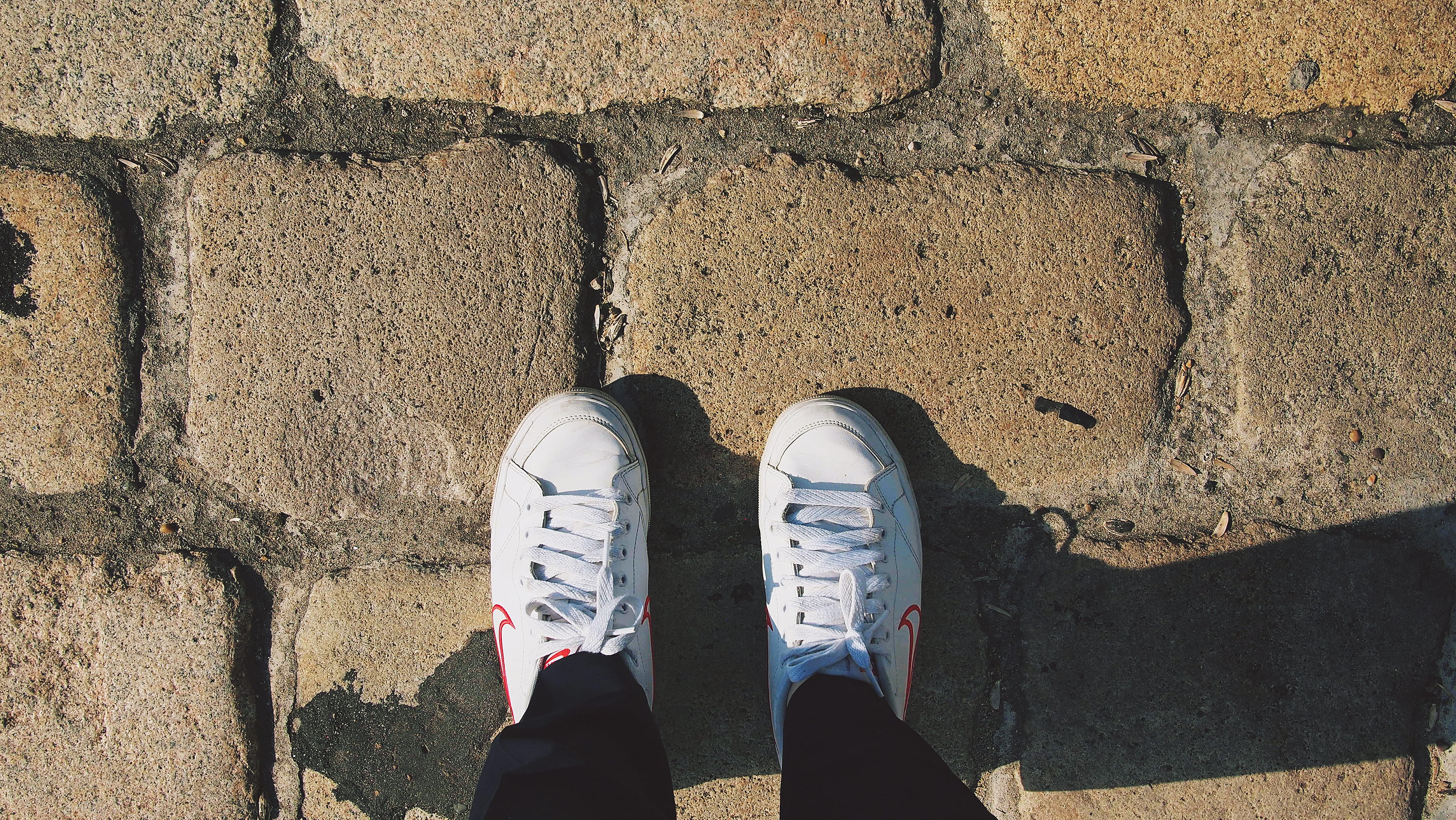 black, shoe, low section, human leg, personal perspective, standing
