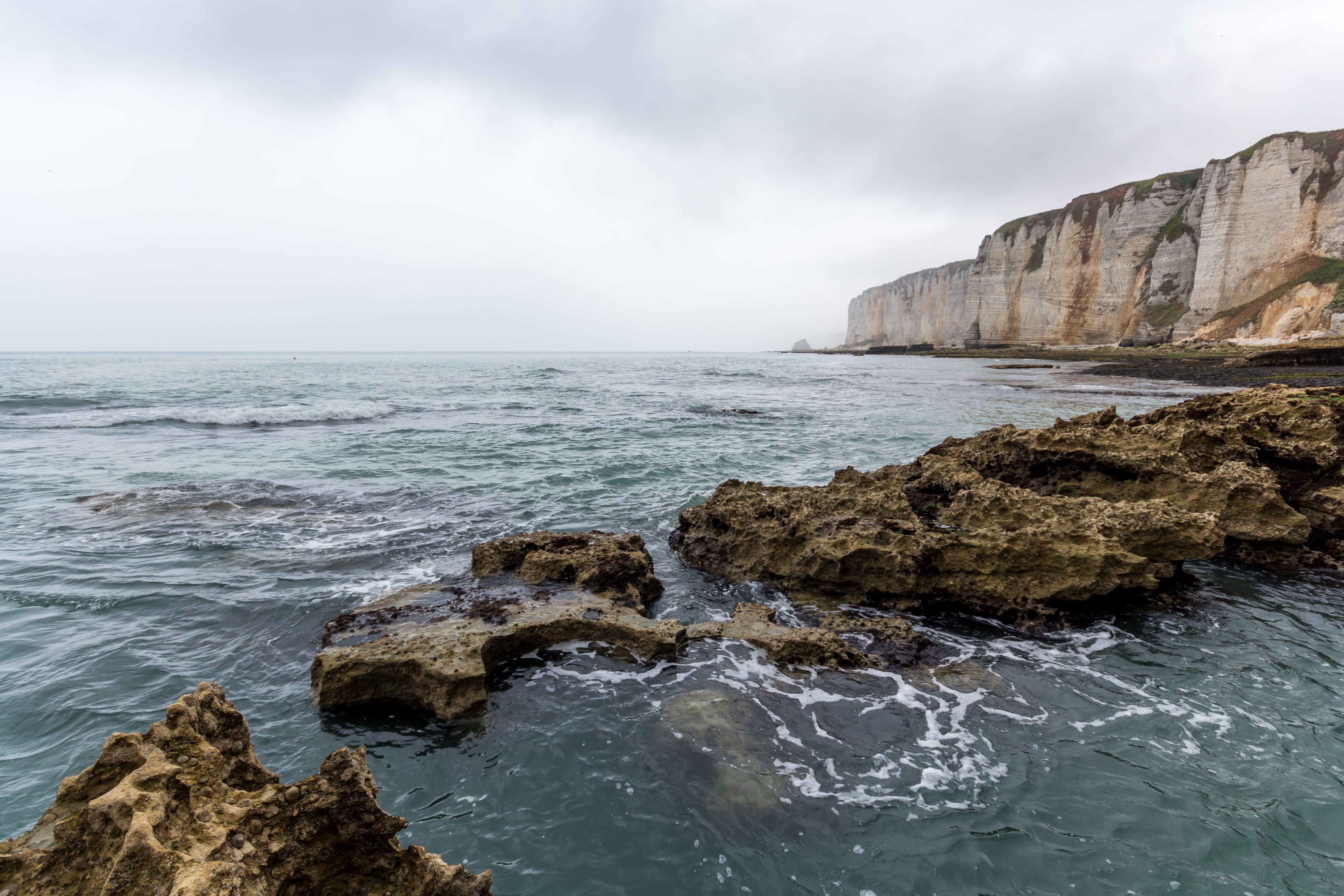 france, étretat, sea, ocean, etretat, falaises, europe, gloomy