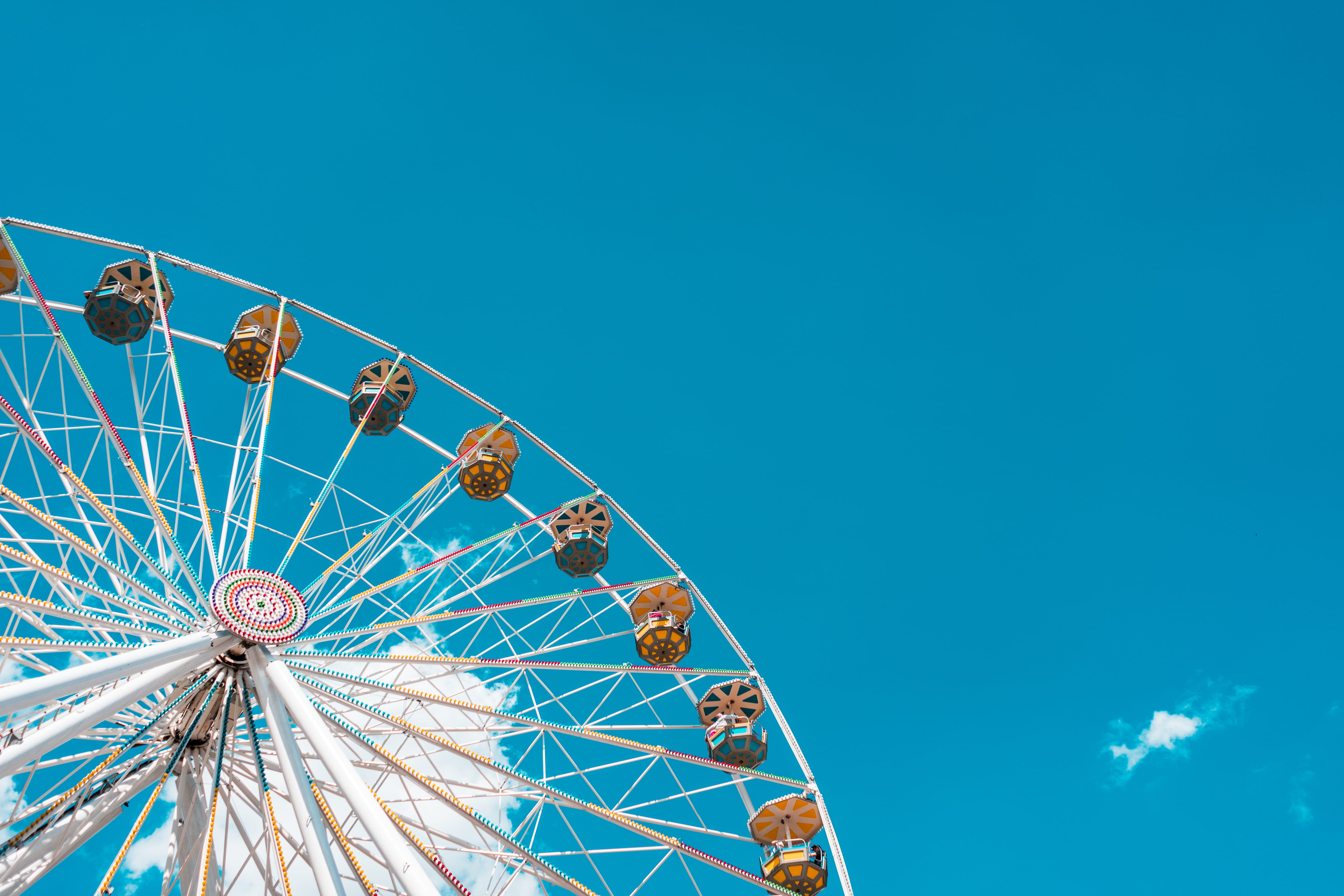 Ferris Wheel Amusement Park with Place for Text, blue, colors