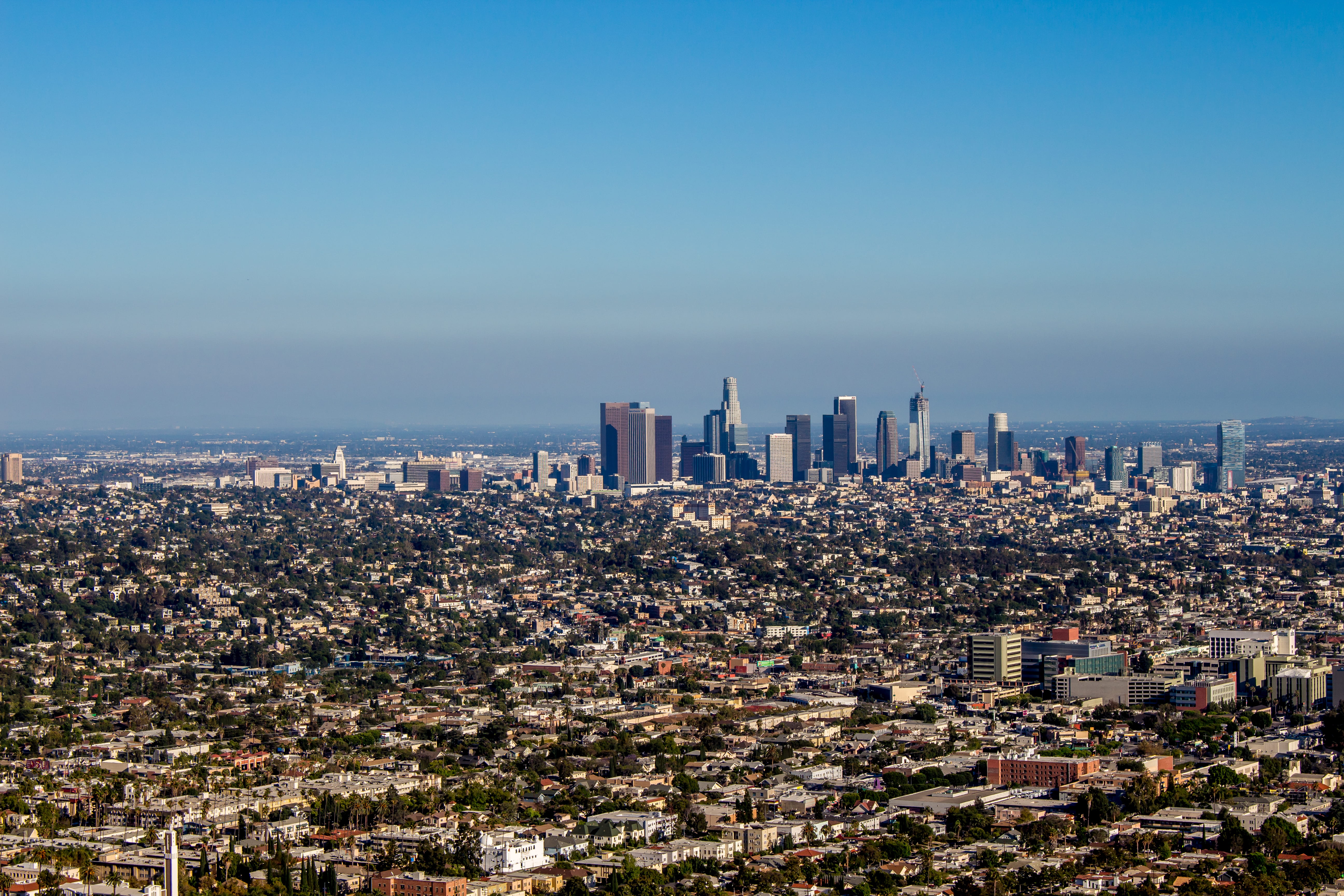 los angeles, griffith observatory, city, view, skyscrapers