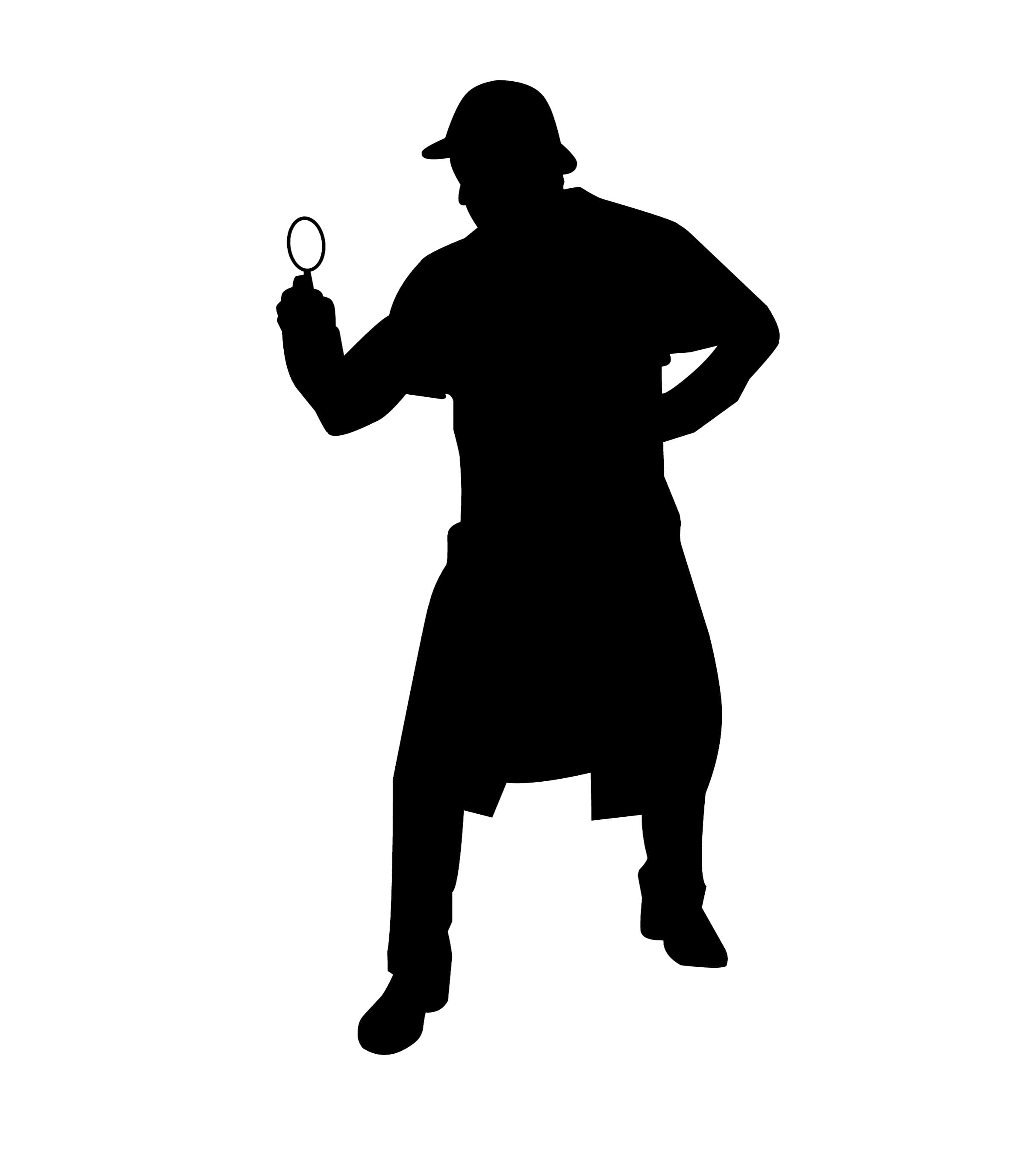 Silhouette of famous detective Sherlock Holmes., bloodhound, crime