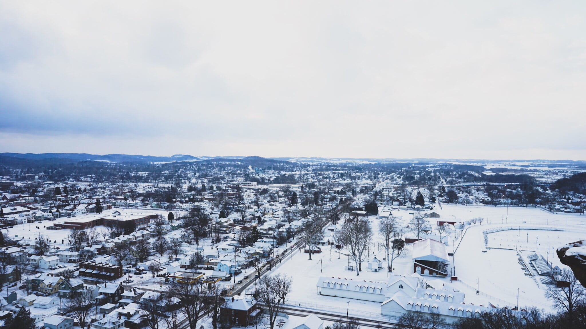 town, ohio, winter, cold temperature, snow, city, architecture