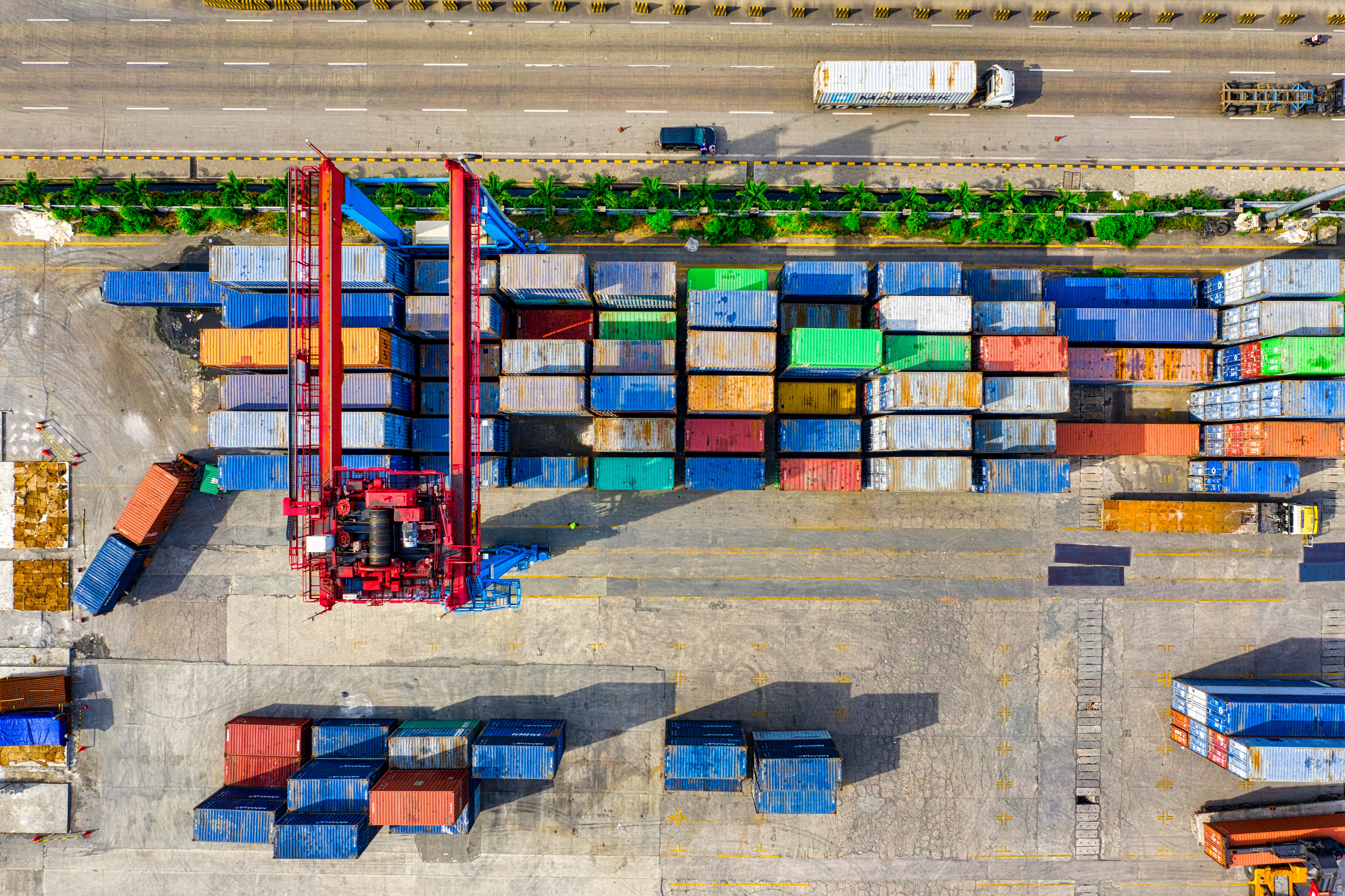 aerial view of containers, aerial photography, aerial shot, bird's eye view