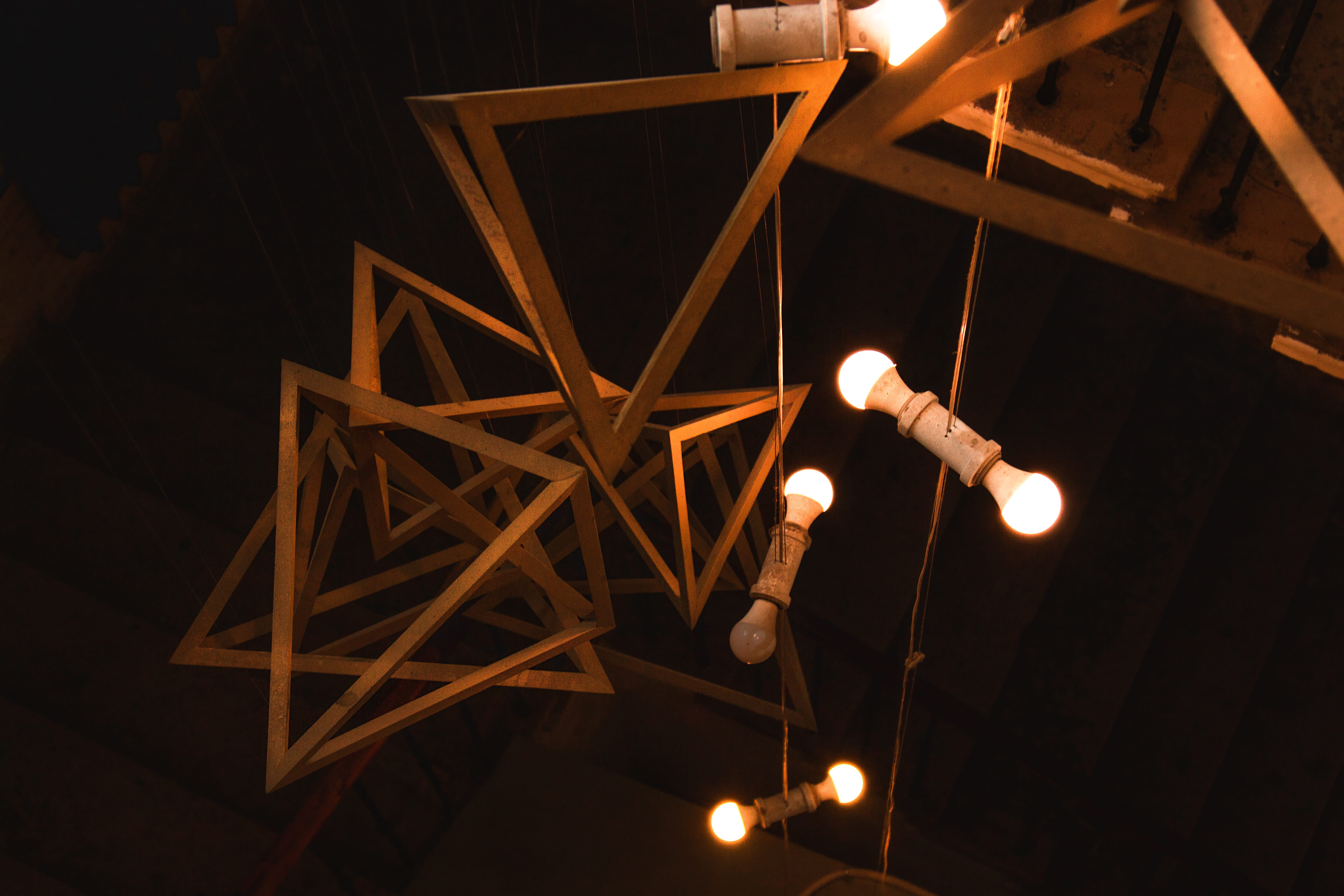 light, gark, geometry, forms, figures, lightbulb, lightbulbs