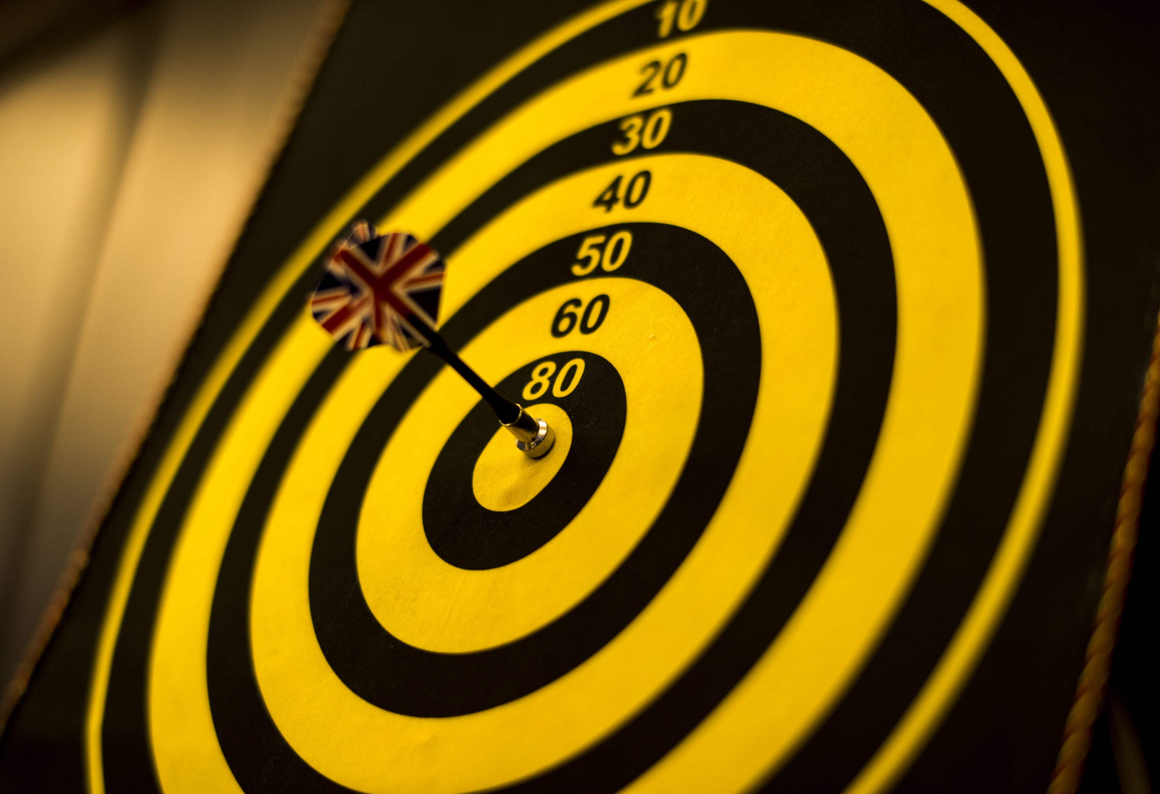 Yellow and Black Dartboard, accuracy, aim, aiming, bullseye, close-up