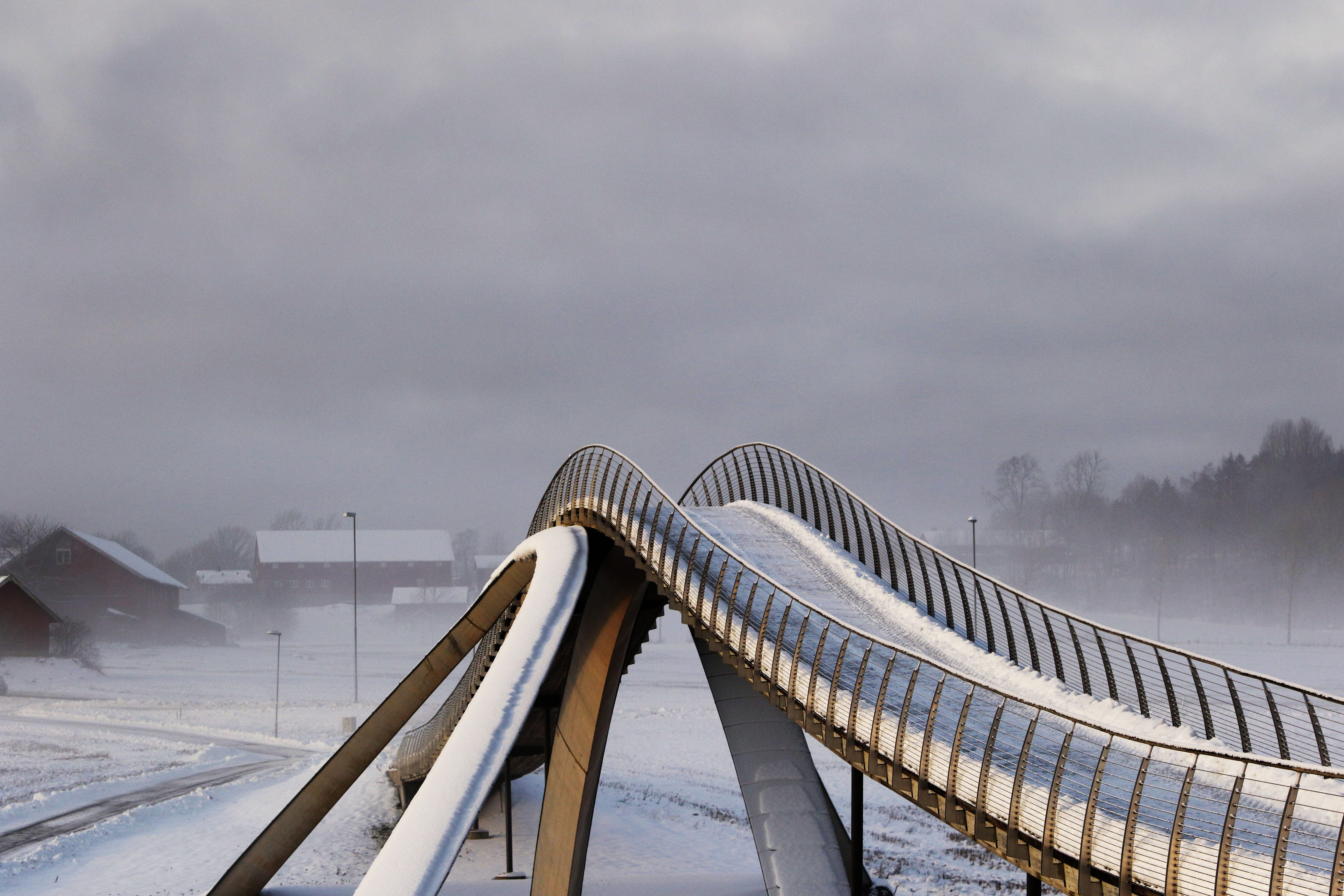 bridge, architecture, winter, landmark, landscape, built structure