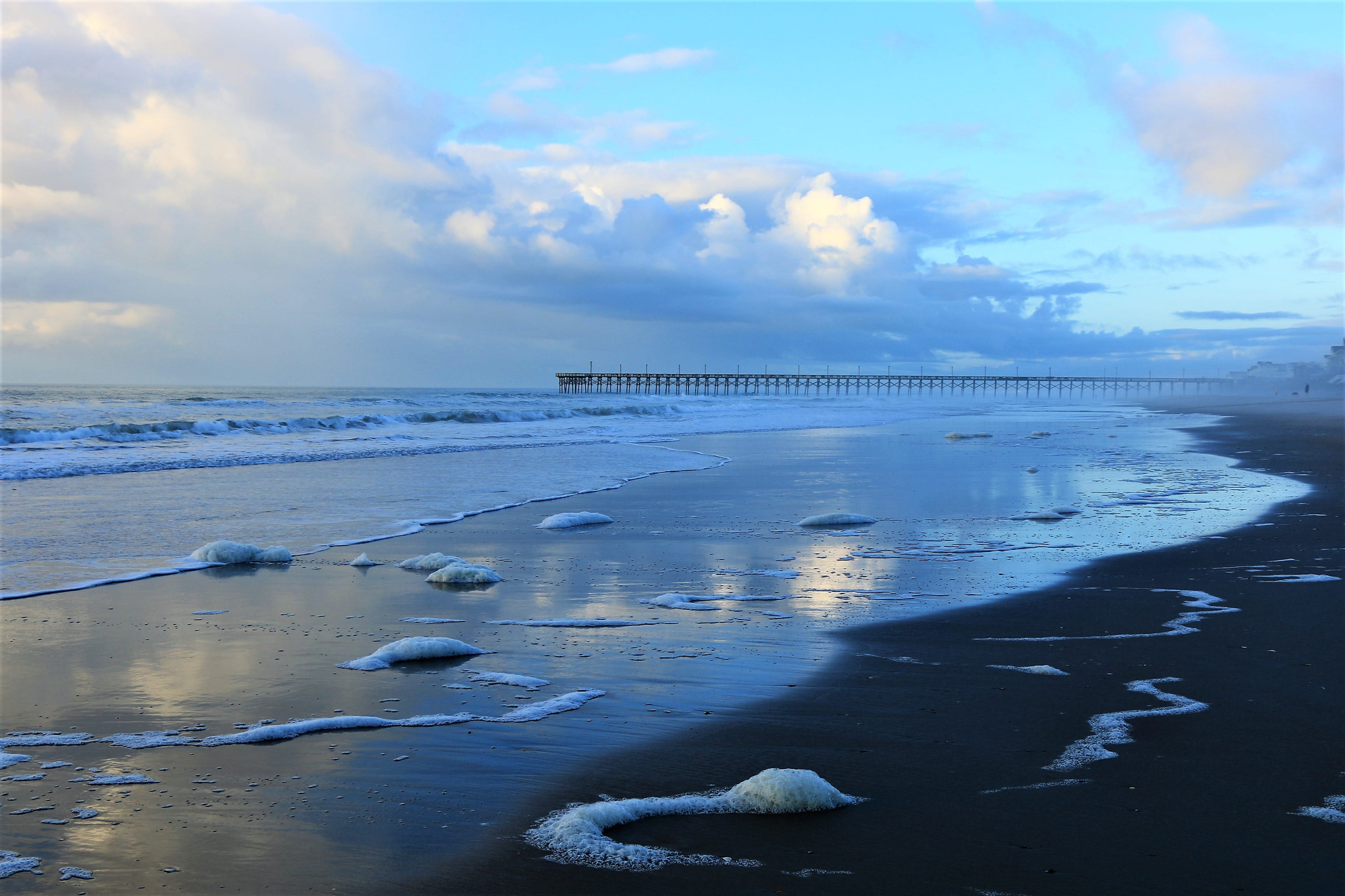 ocean, sunrise, beach, clouds, sky, dawn, calm, reflection
