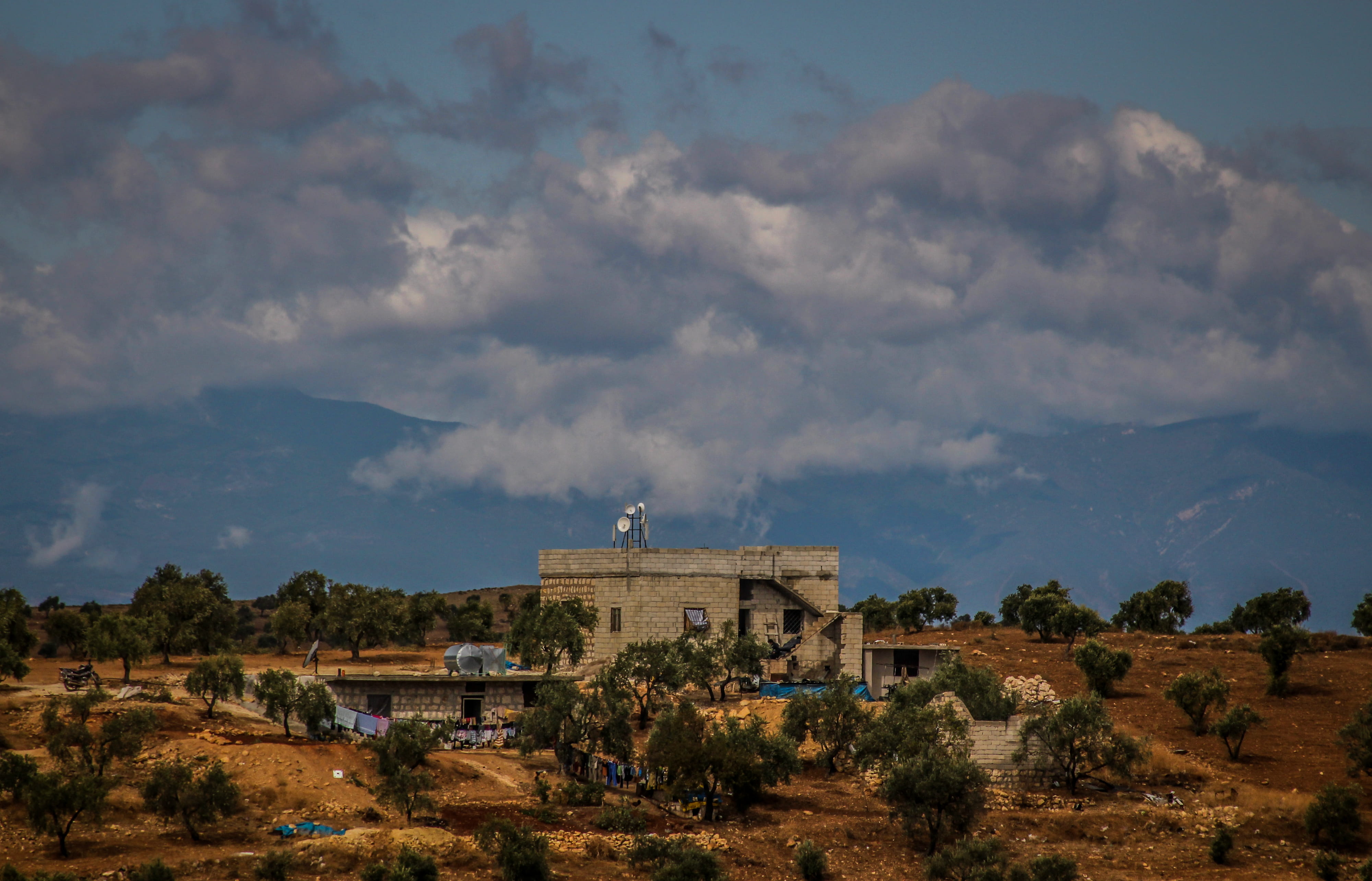 House Surrounded With Trees, architecture, building, clouds, construction