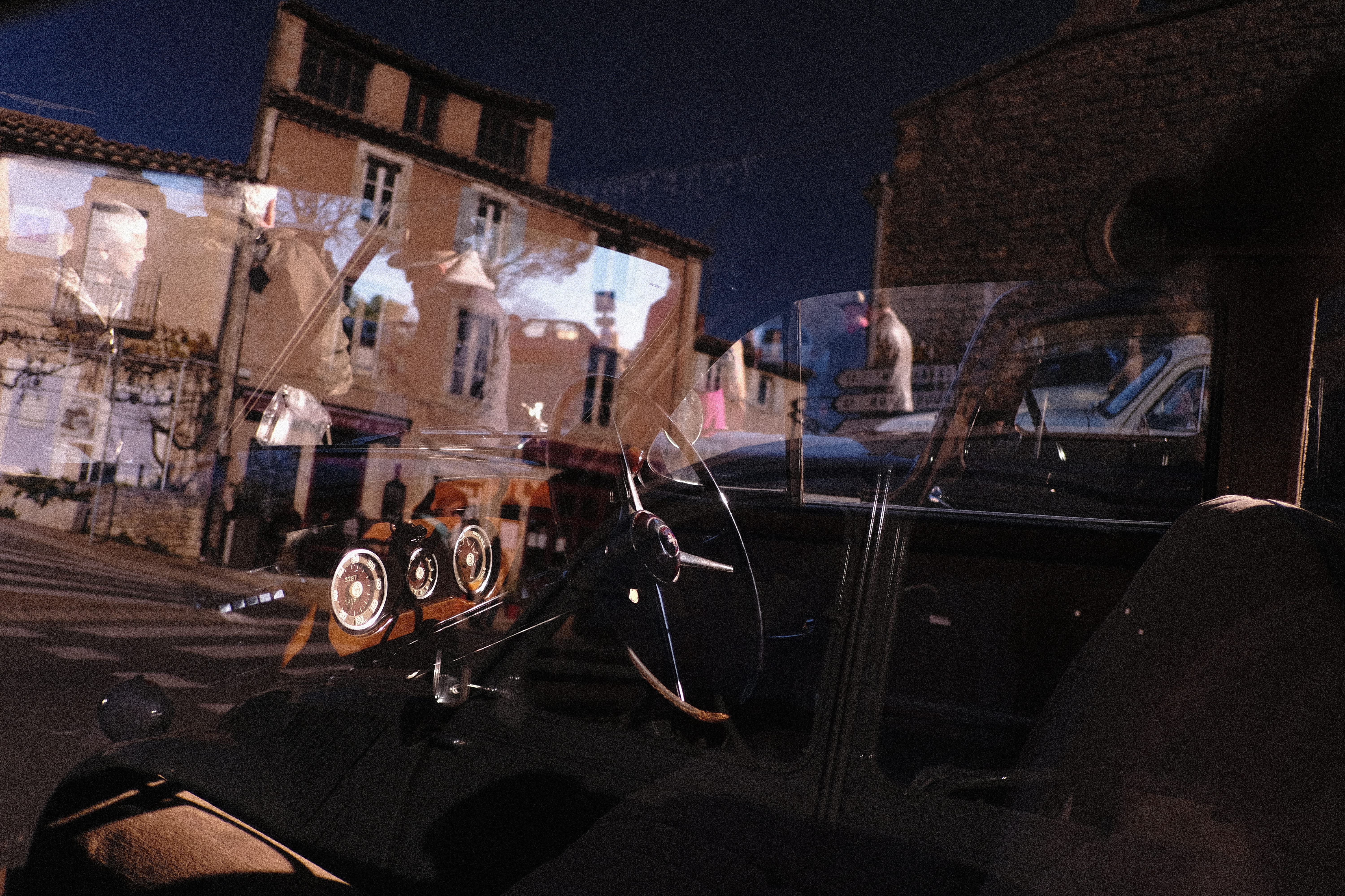 car, collection, night, illuminated, reflection, no people