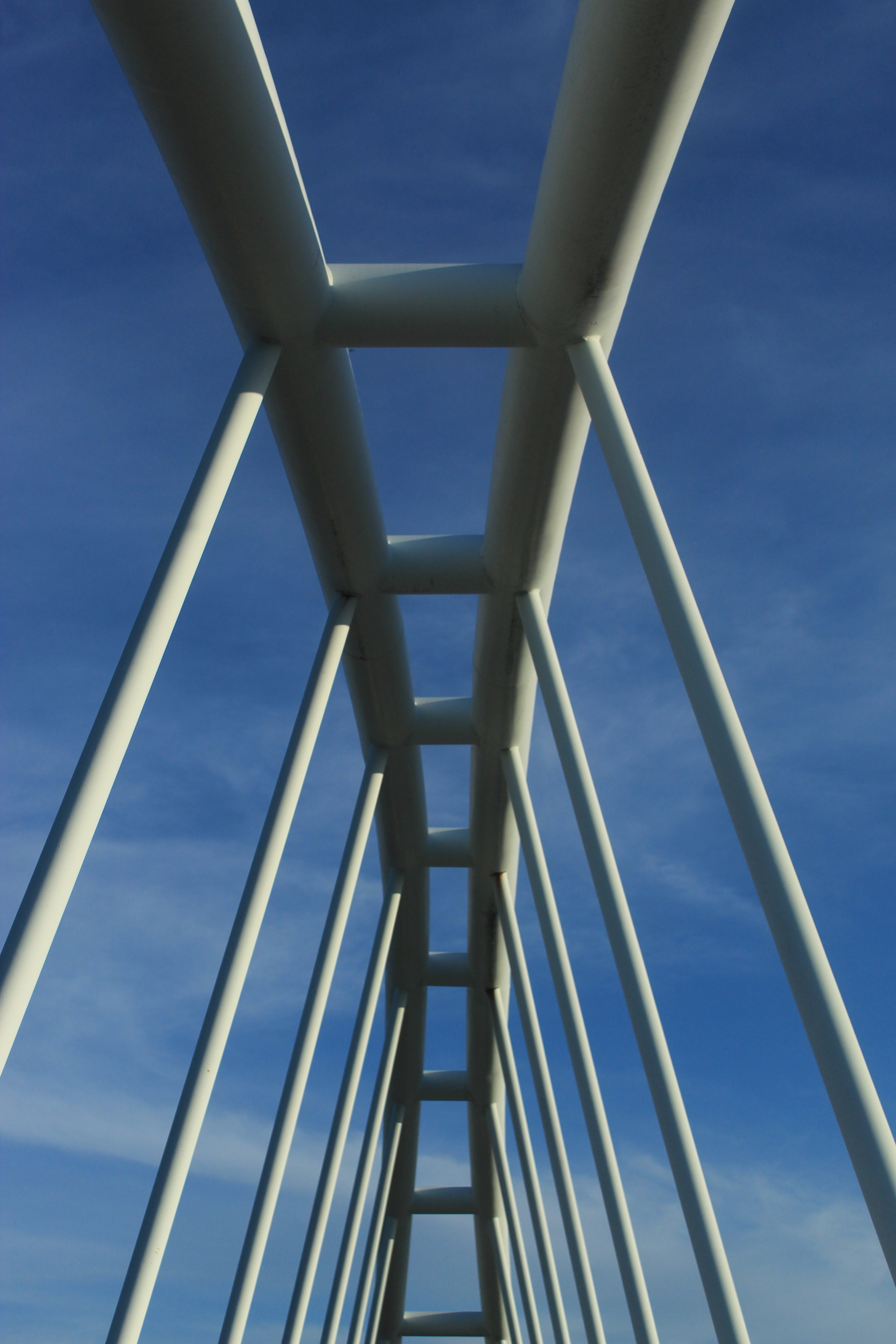 bridge, cáceres, sky, white, blue, architecture, low angle view
