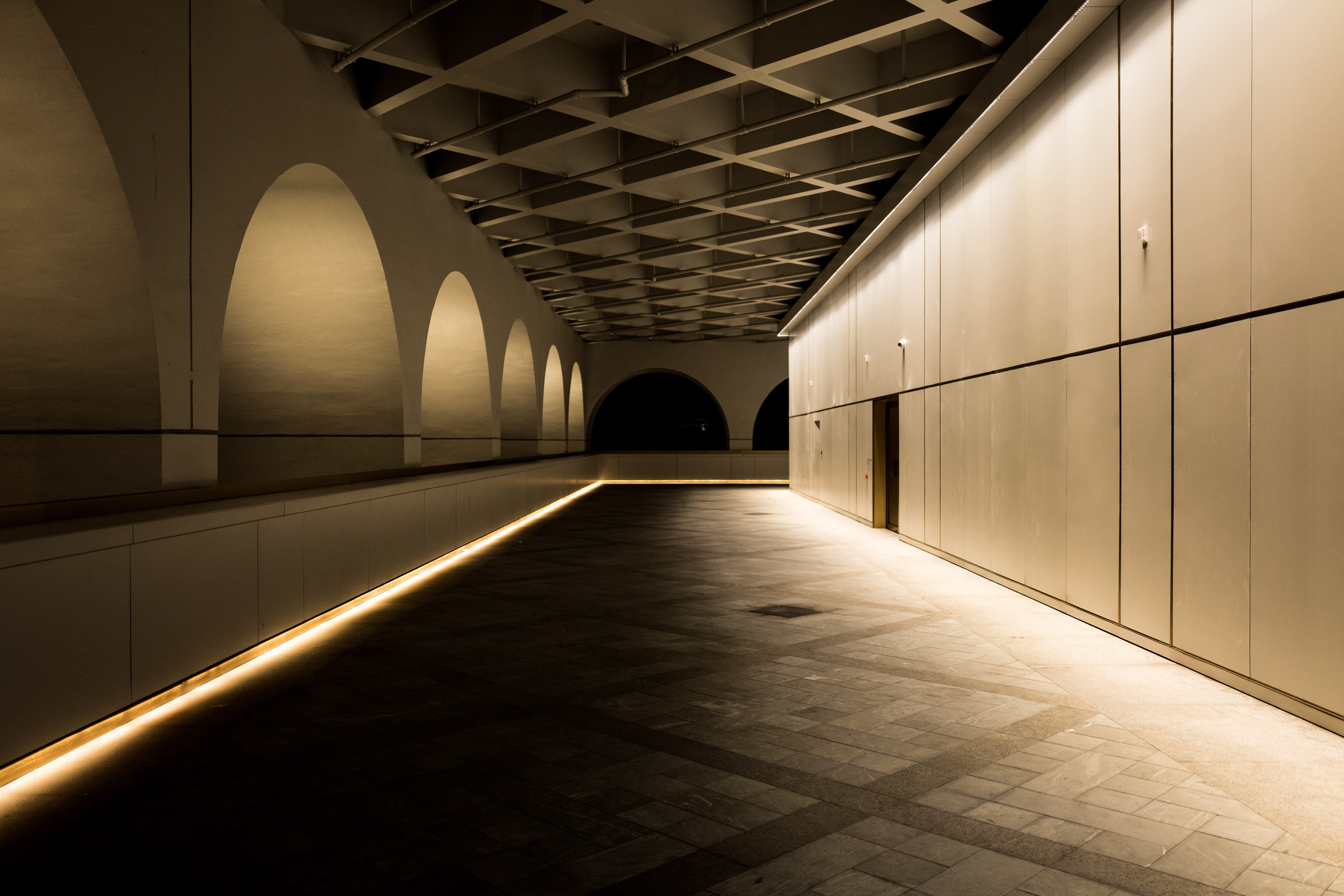 White Painted Wall Building, arches, architecture, ceiling, empty