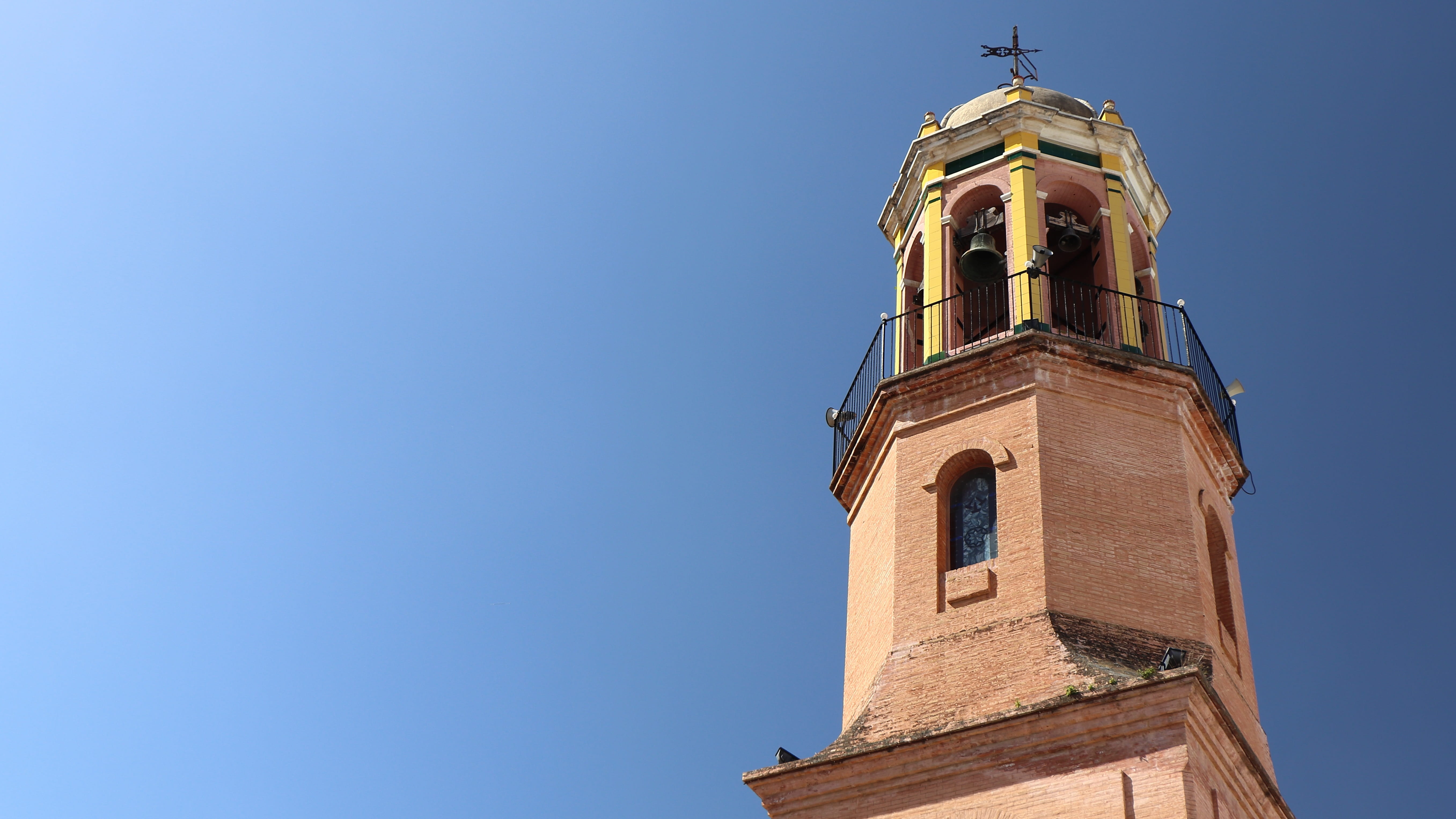 banner, tower, sky, bell tower, built structure, architecture