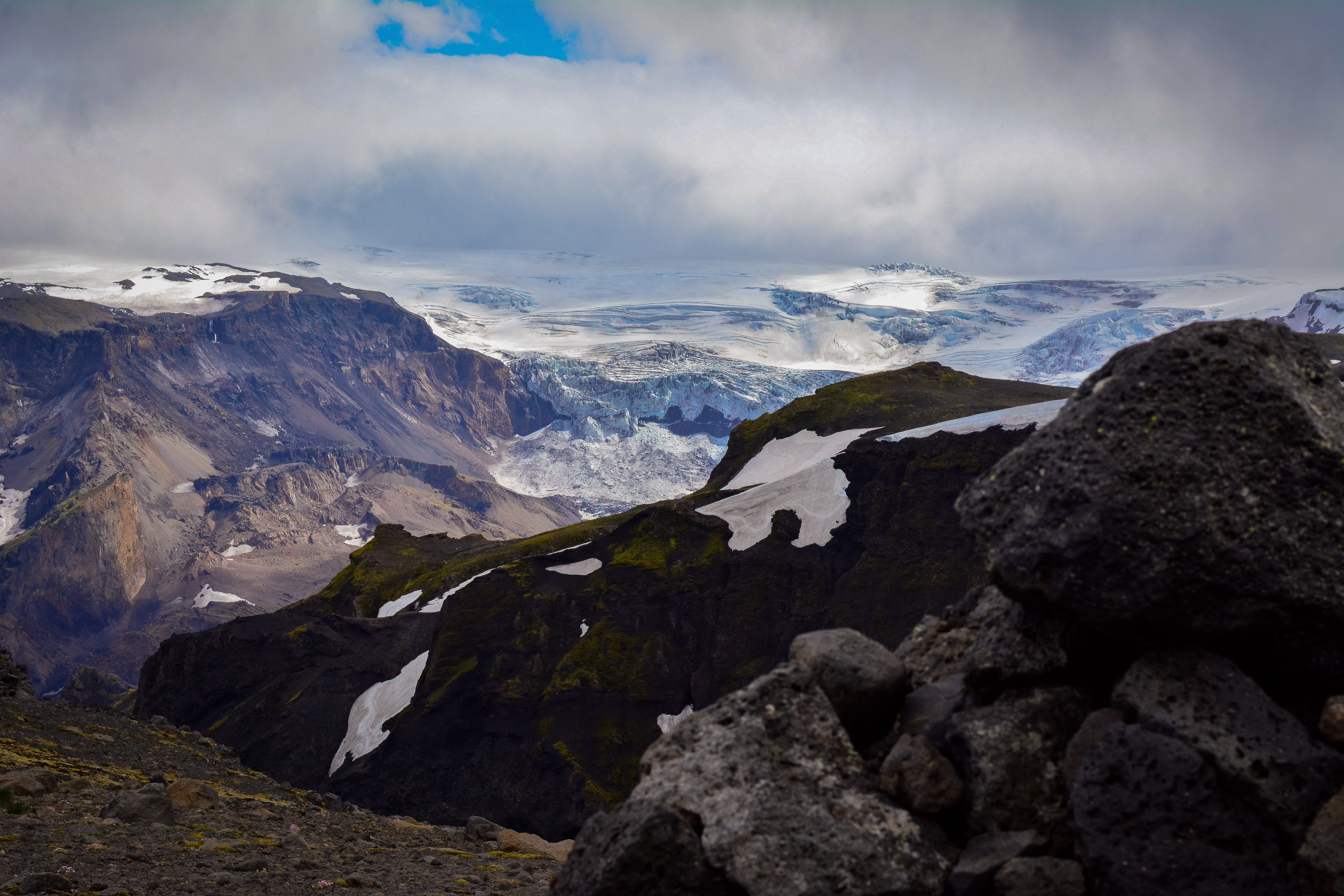 mountain range under dramatic clouds during daytime, slope, nature