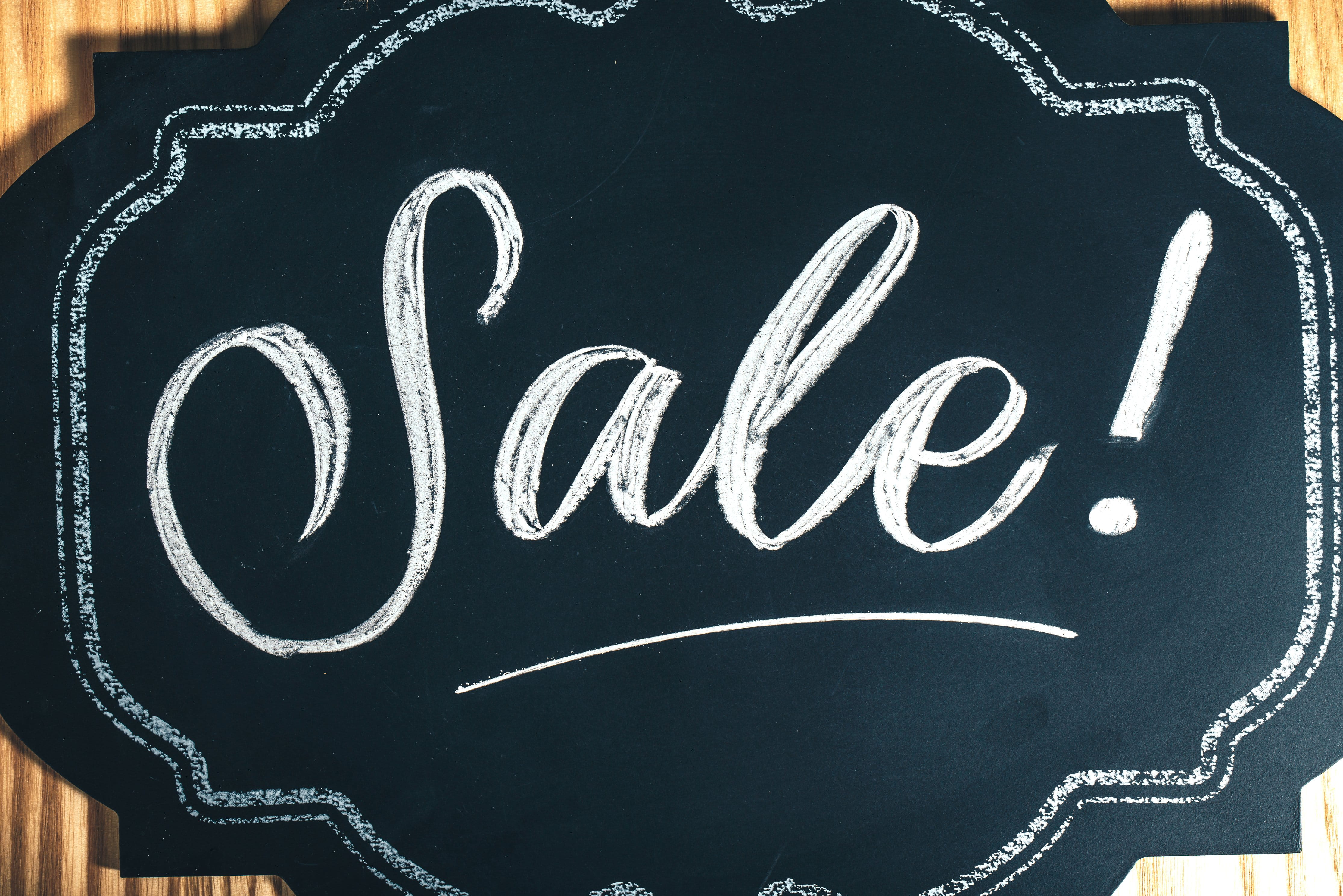 Sale Sign In Chalk Photo, Flatlay, Black Friday Cyber Monday