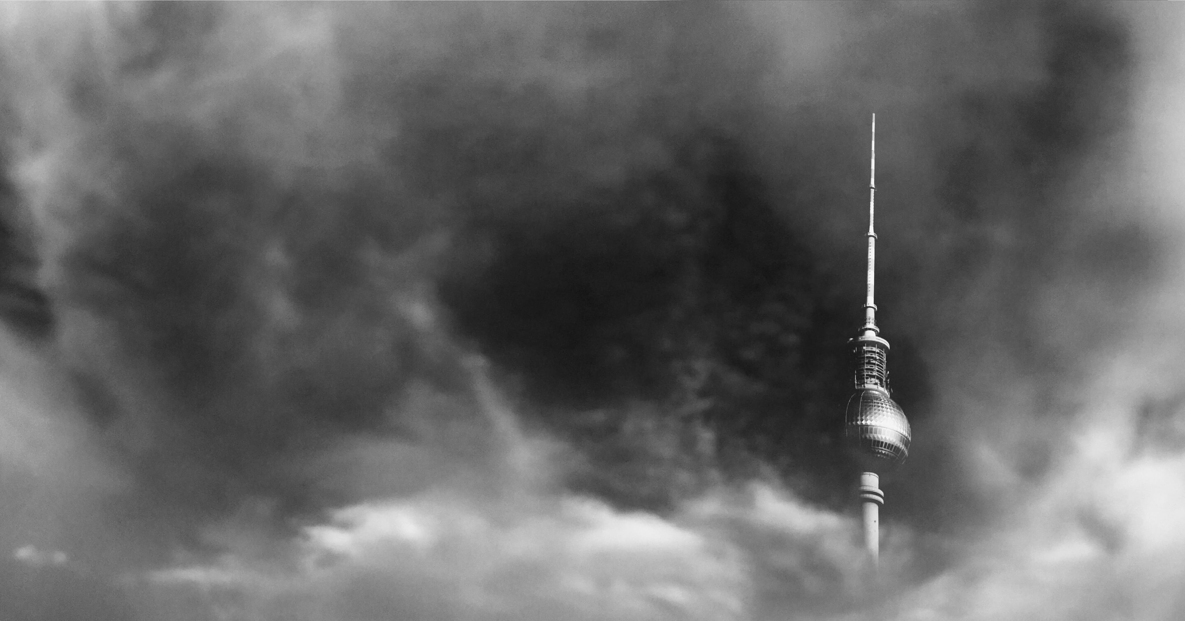 tower covered with dark clouds, cloud - sky, architecture, nature