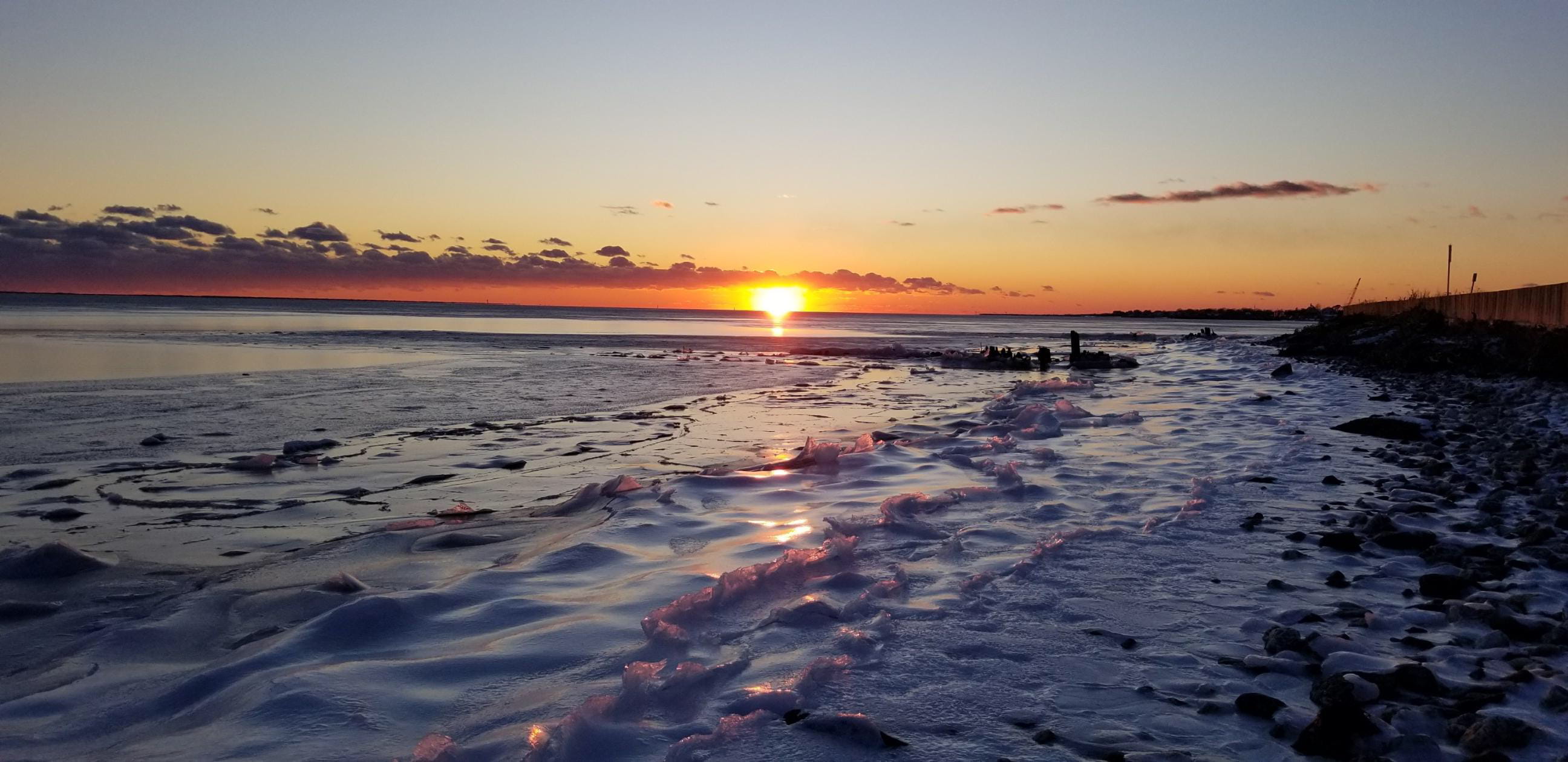 blue, long island, new york, sunset, ice, winter, east coast