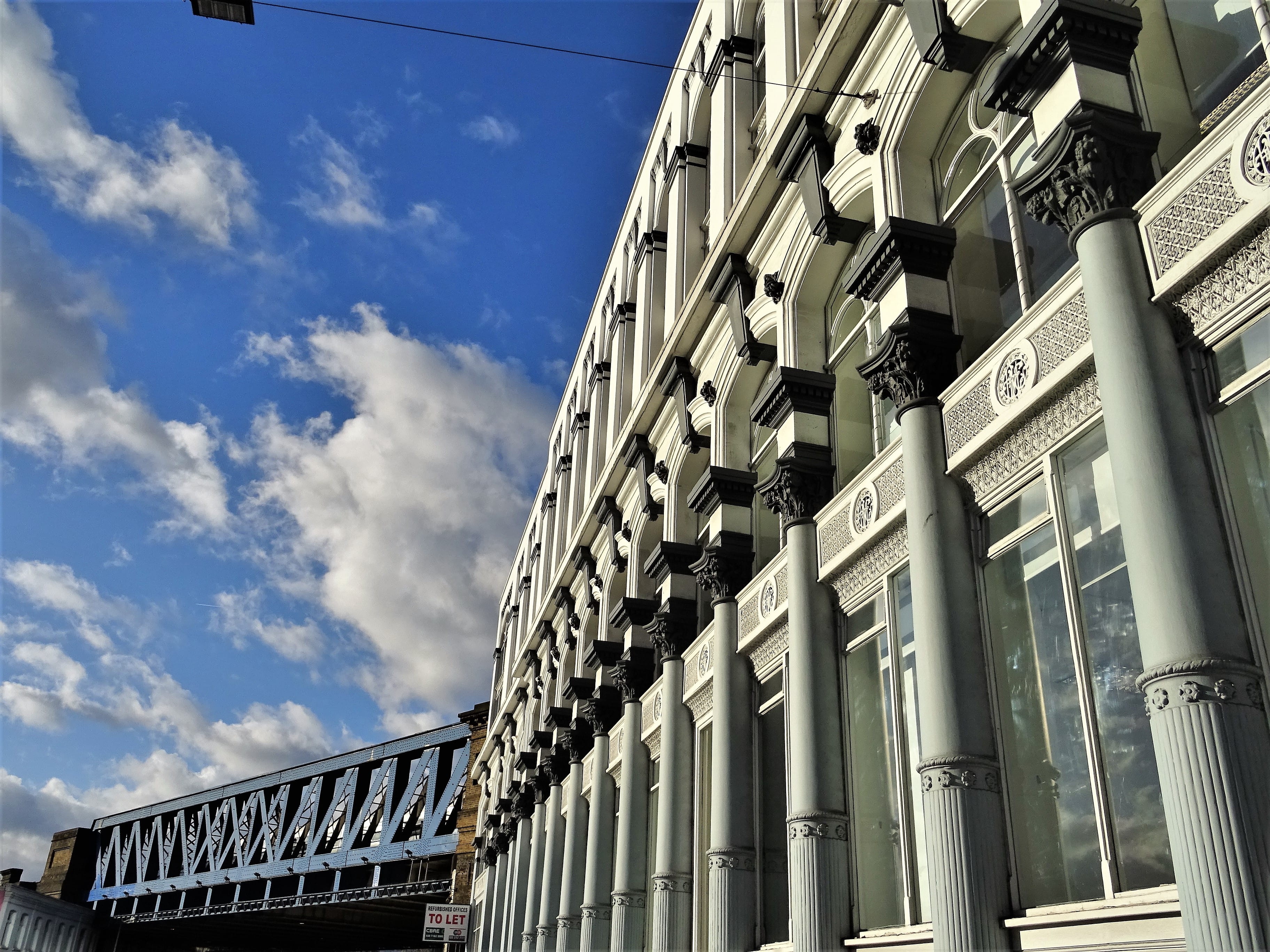White Concrete Building, architectural design, architecture, clouds