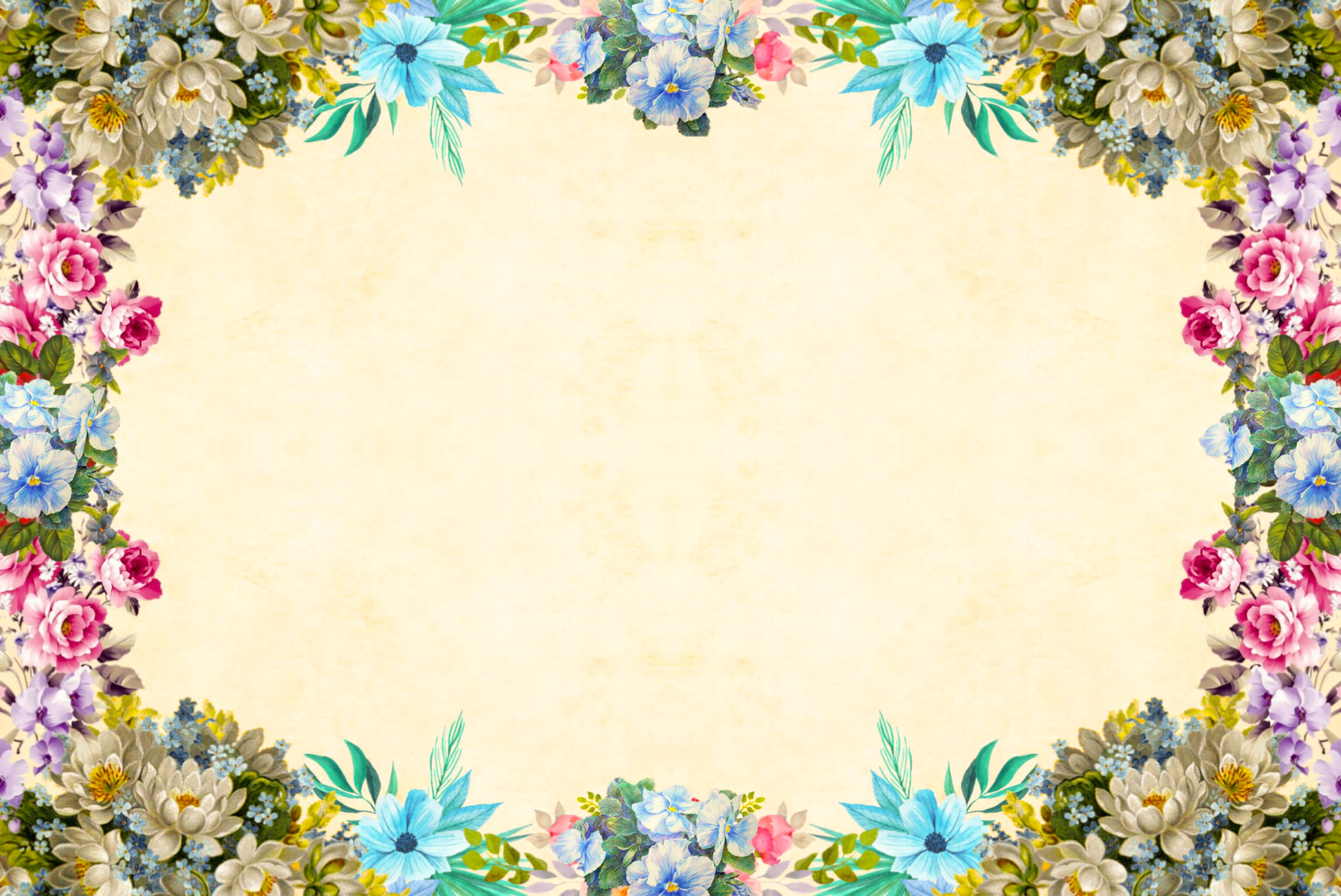 Free download | HD wallpaper: Flower frame on vintage style paper ...